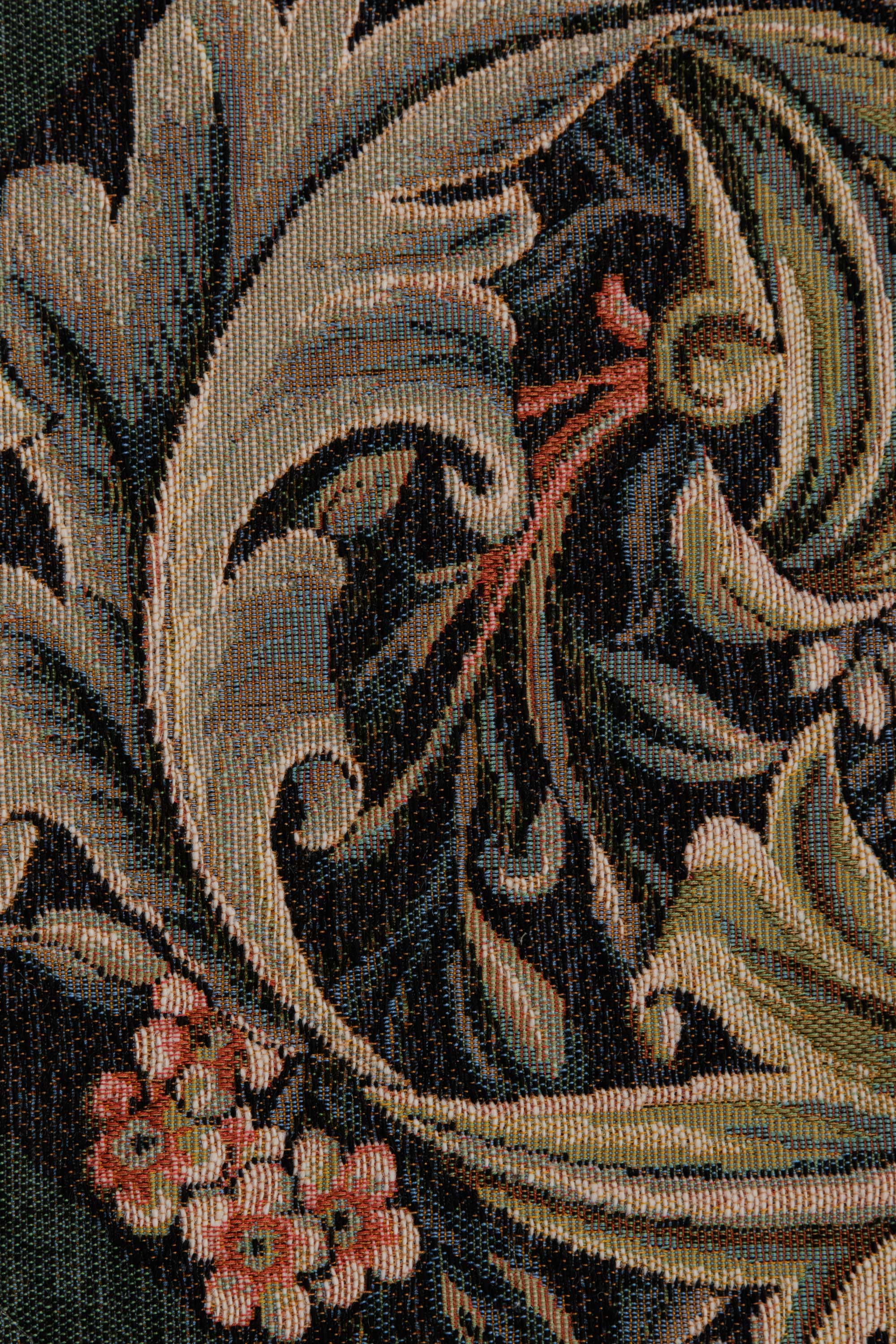 William Morris Green French Tapestry Table Runner | Close Up 3