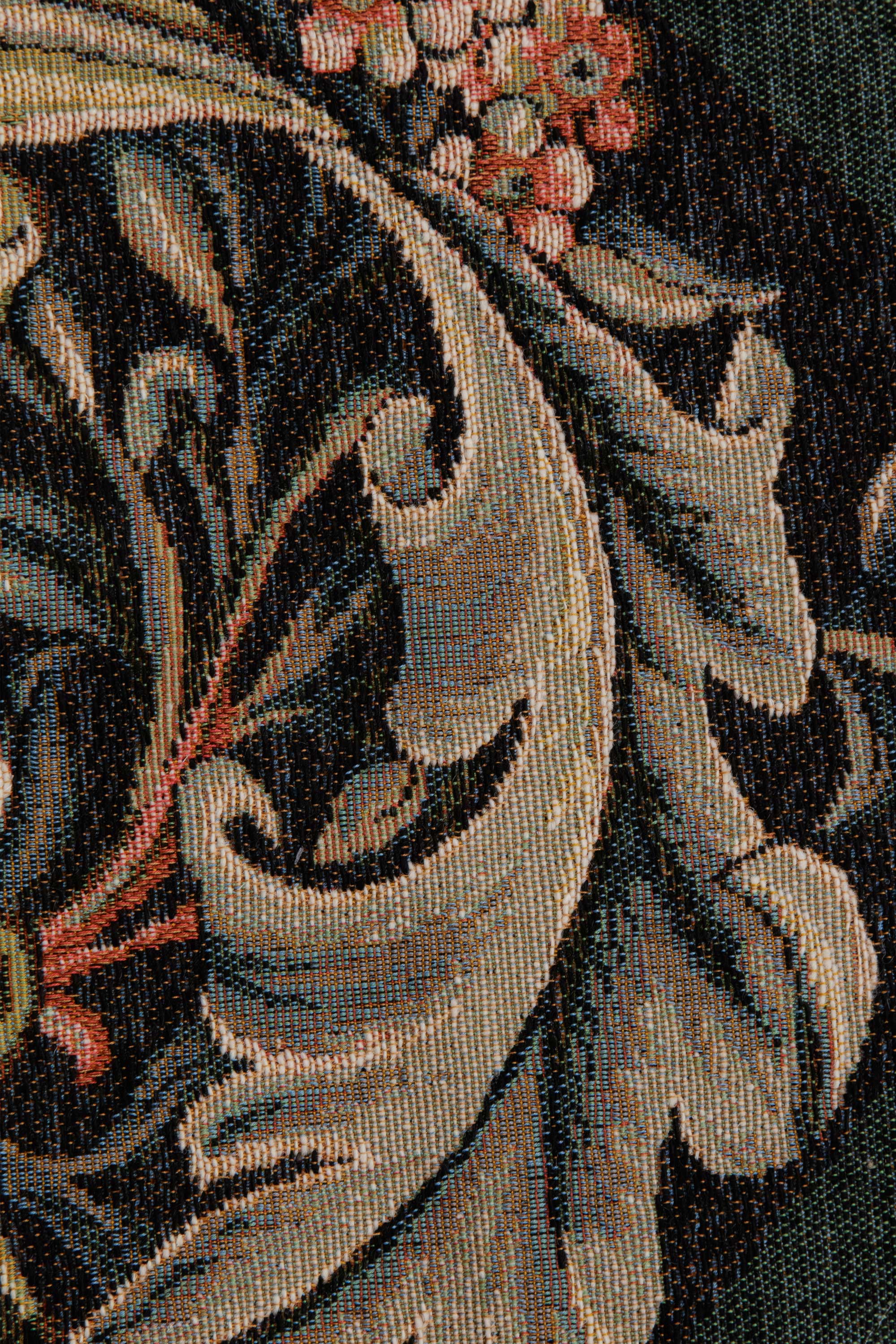 William Morris Green French Tapestry Table Runner | Close Up 4