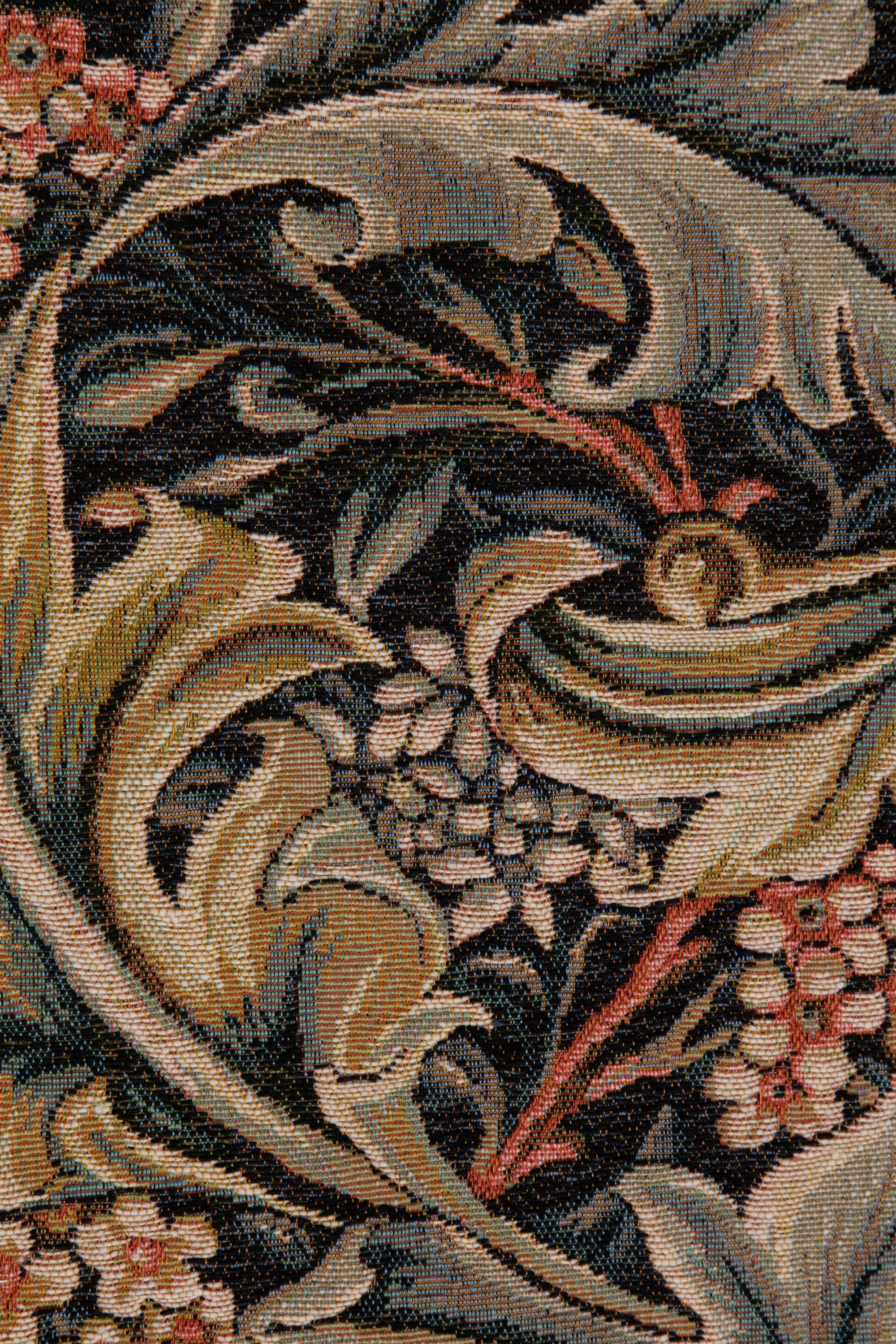 William Morris Red Large French Jacquard Woven Table Runner 71x14 Inch Arts Crafts Decor