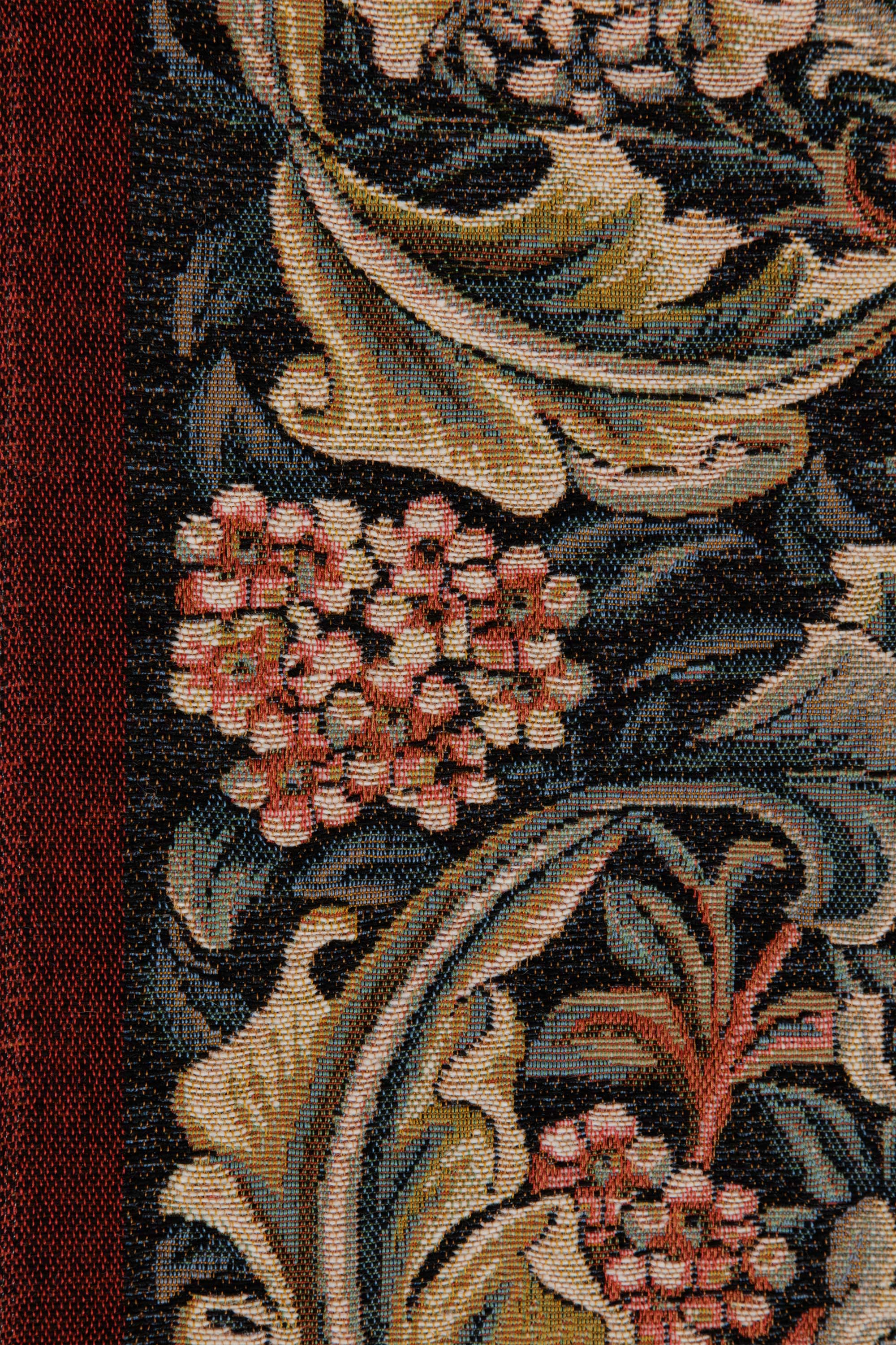 William Morris Red Large French Jacquard Woven Table Runner 71x14 Inch Arts Crafts Decor