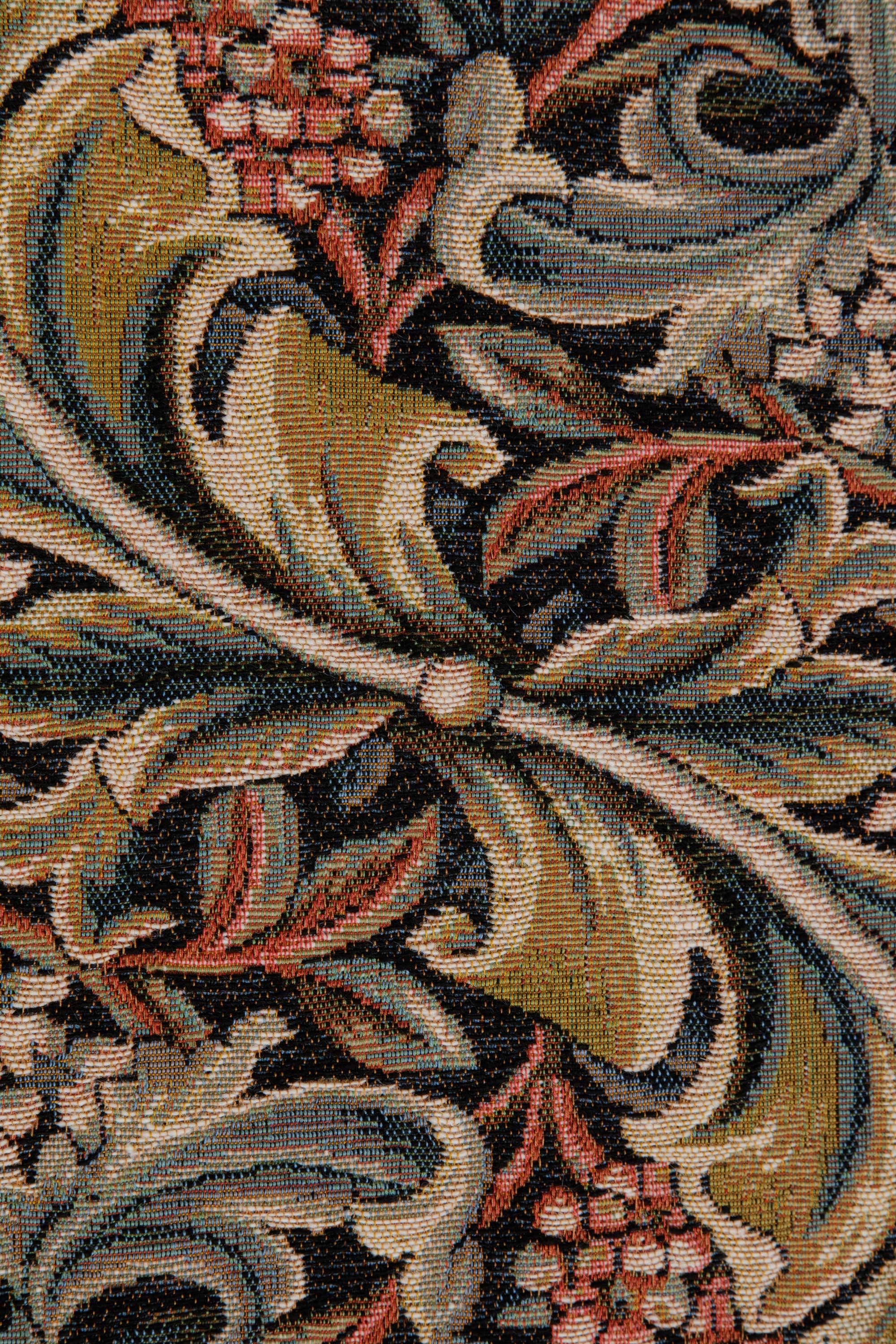 William Morris Red Large French Jacquard Woven Table Runner 71x14 Inch Arts Crafts Decor