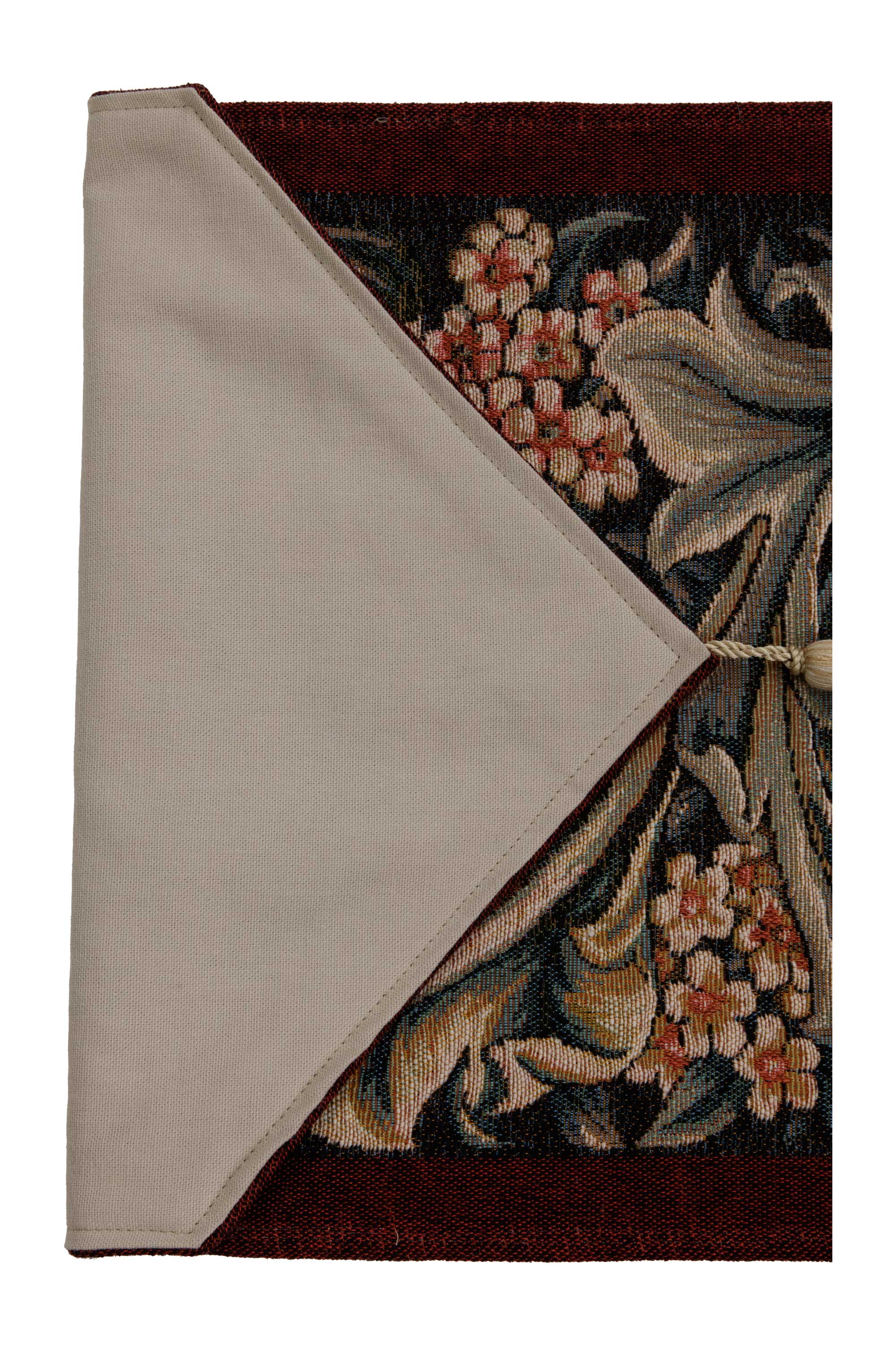 William Morris Red Large French Jacquard Woven Table Runner 71x14 Inch Arts Crafts Decor
