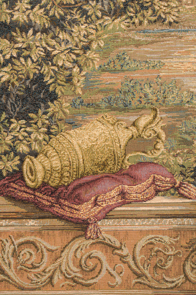 Verdure Au Chateau II French Tapestry Wall Hanging 34 X 44 Inch Jacquard Woven Castle Landscape Wall Art