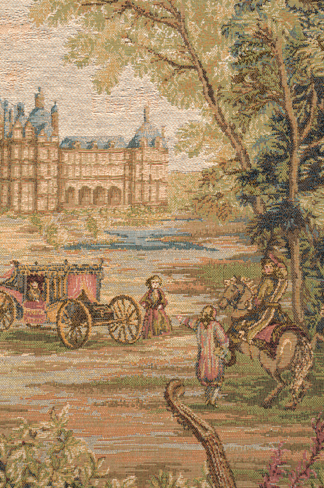 Verdure Au Chateau II French Tapestry Wall Hanging 34 X 44 Inch Jacquard Woven Castle Landscape Wall Art