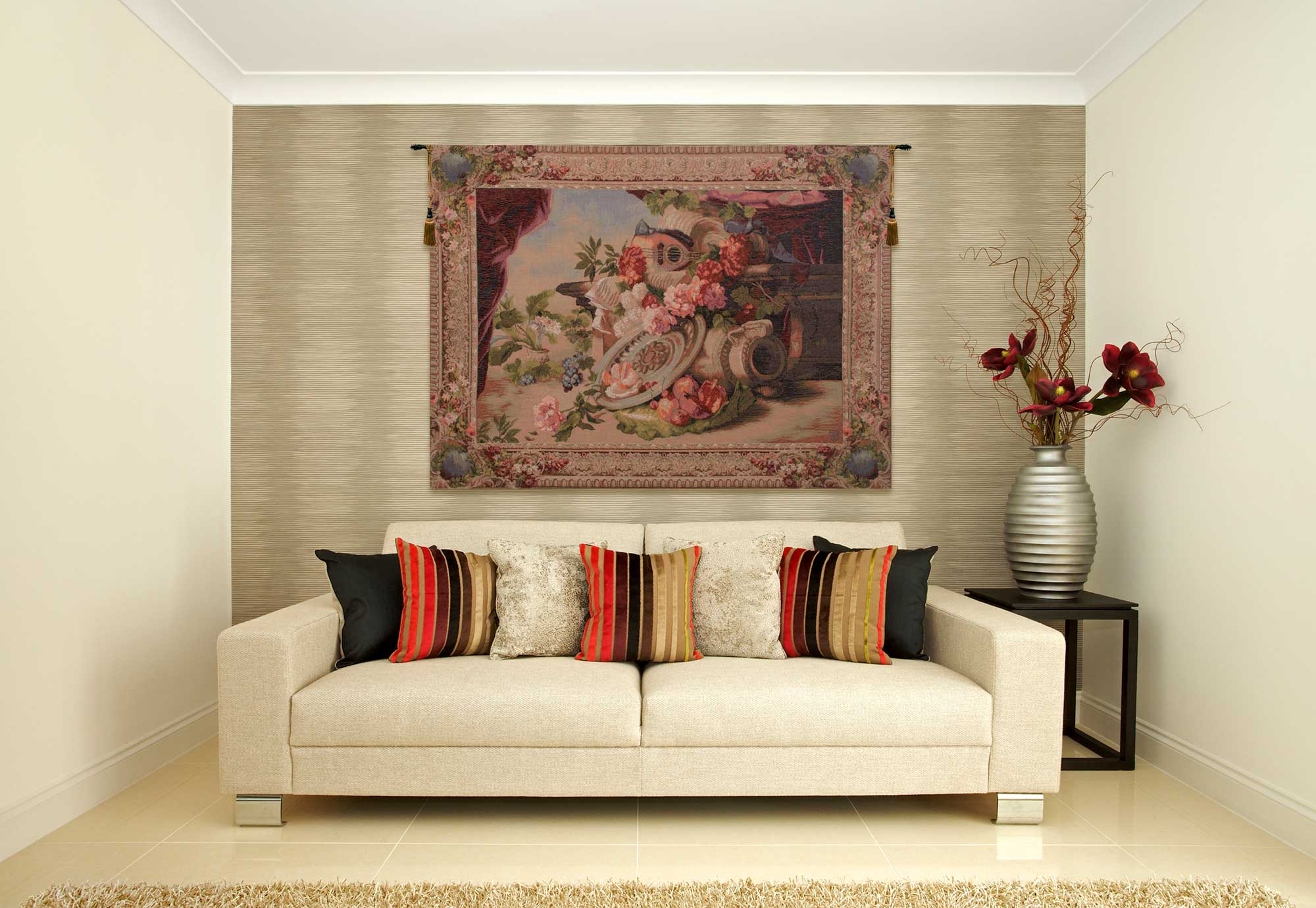 Decorative Mandolin Vintage Tapestry Wall Hanging 34 x 44 in