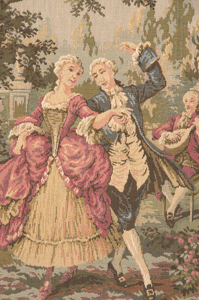 Francois Boucher Society in the Park Tapestry Wall Hanging 27 x 67 in Jacquard Woven French Garden Wall Art