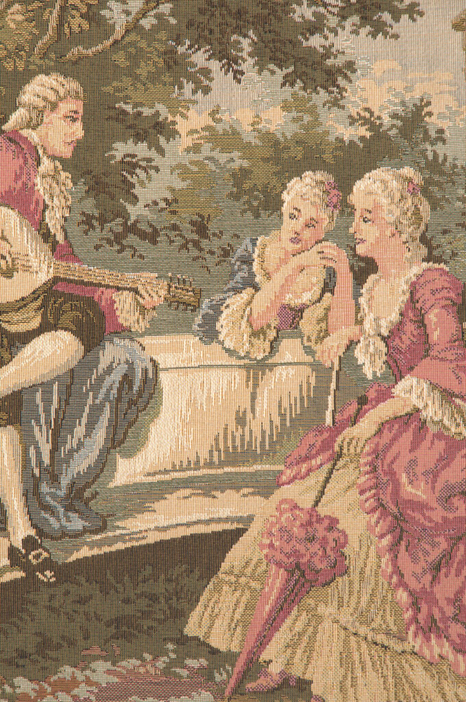 Francois Boucher Society in the Park Tapestry Wall Hanging 27 x 67 in Jacquard Woven French Garden Wall Art