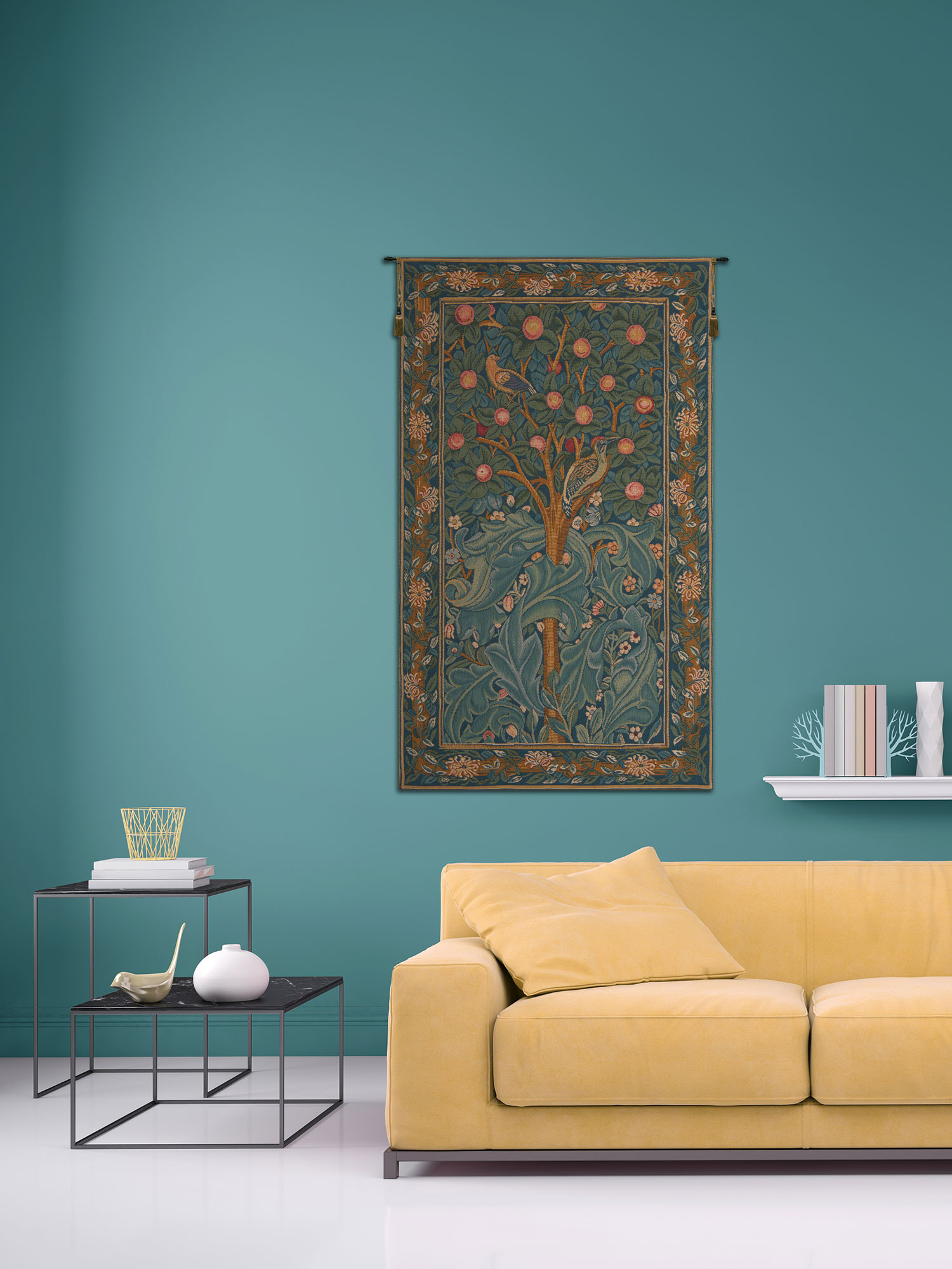 William Morris Woodpecker without Verse Tapestry Wall Hanging 45 x 28 in Jacquard Woven Arts and Crafts Wall Art