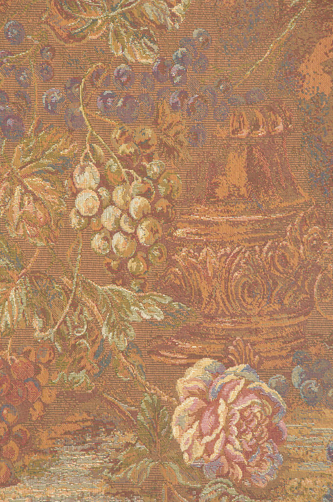 Bouquet with Grapes Red Italian Tapestry Wall Hanging 26x39 Inch Cotton Jacquard Woven Wall Tapestry