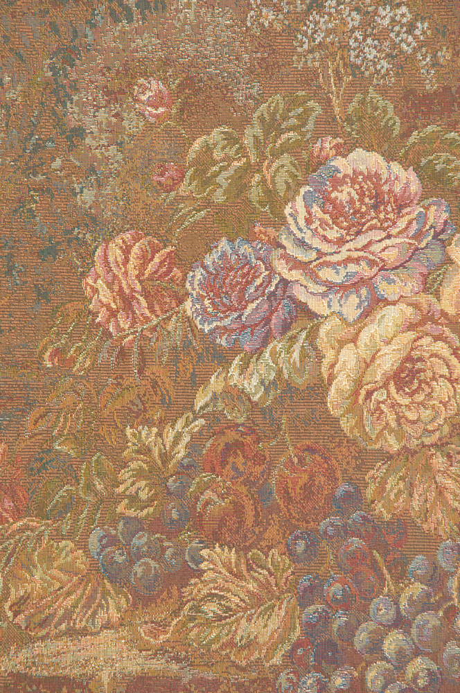 Bouquet with Grapes Red Italian Tapestry Wall Hanging 26x39 Inch Cotton Jacquard Woven Wall Tapestry