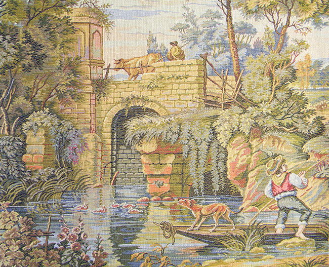 Francois Boucher Ponte Old Bridge Italian Tapestry Wall Hanging 18x16 Inch Cotton Jacquard Woven Wall Tapestry