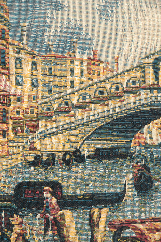Michele Marieschi Ponte di Rialto Italian Tapestry Wall Hanging 19x12 Inch Cotton Jacquard Woven Wall Tapestry