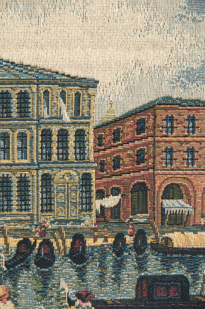 Michele Marieschi Ponte di Rialto Italian Tapestry Wall Hanging 19x12 Inch Cotton Jacquard Woven Wall Tapestry