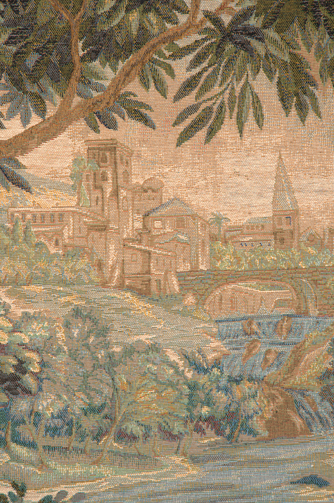 Verdure Cascade Landscape Tapestry Wall Hanging 58 x 58 in Jacquard Woven Woodland Wall Art