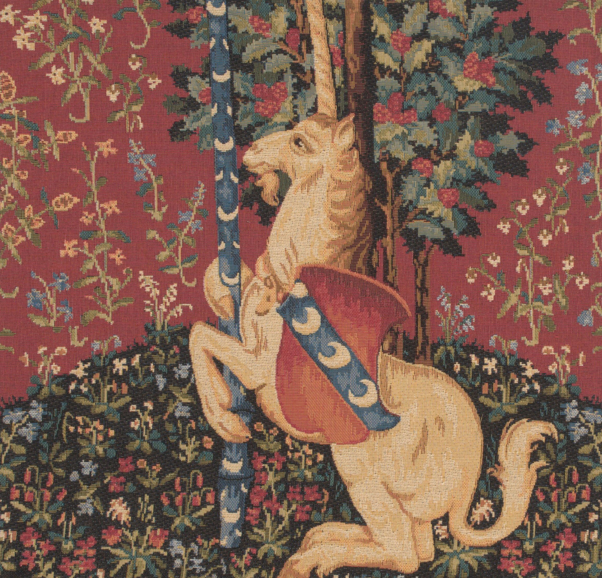 Medieval Unicorn Sitting Vintage Tapestry Pillow Cover 18x18 Inch Cotton Jacquard Woven Cushion Cover