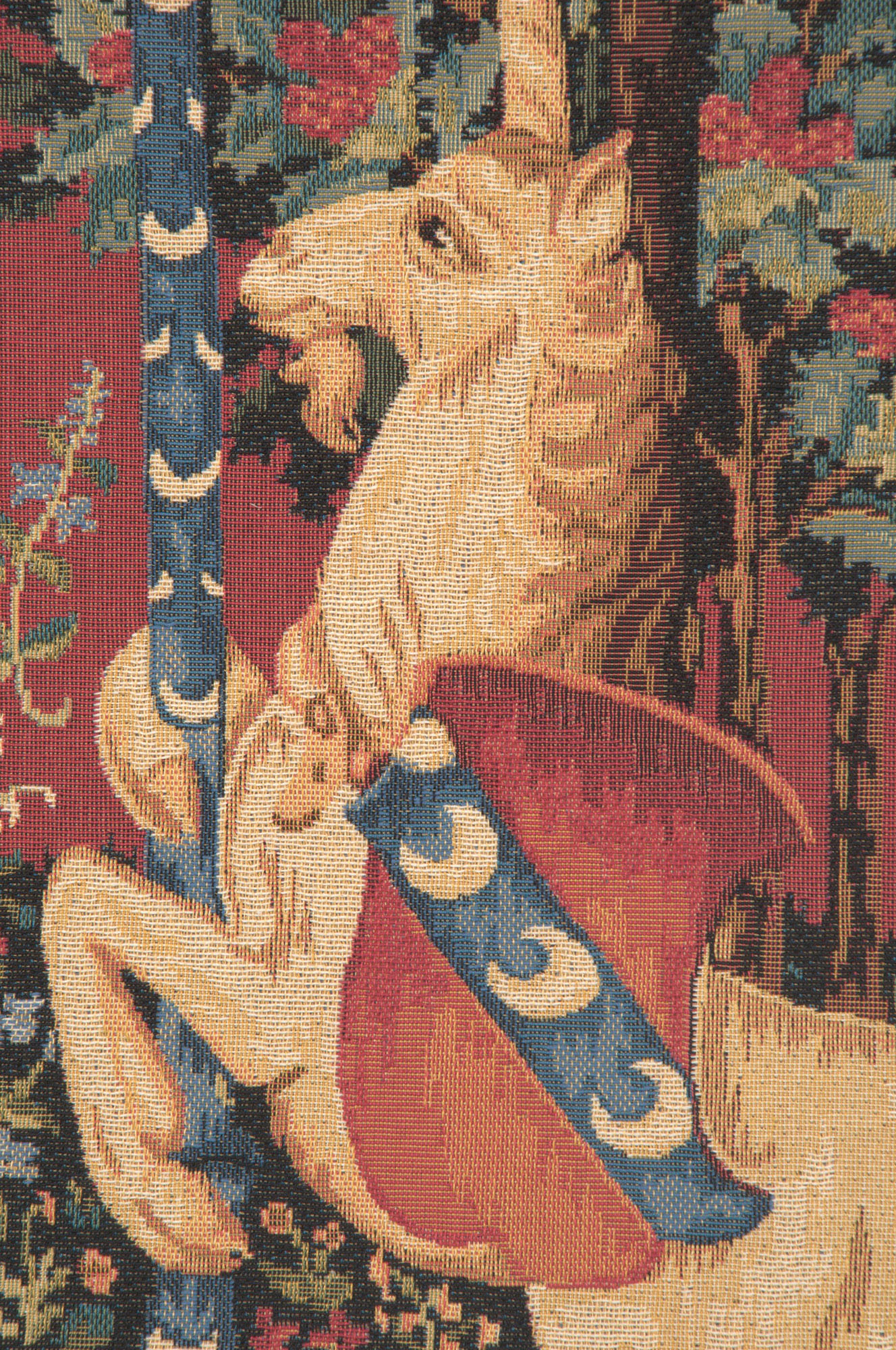 Medieval Unicorn Sitting Vintage Tapestry Pillow Cover 18x18 Inch Cotton Jacquard Woven Cushion Cover