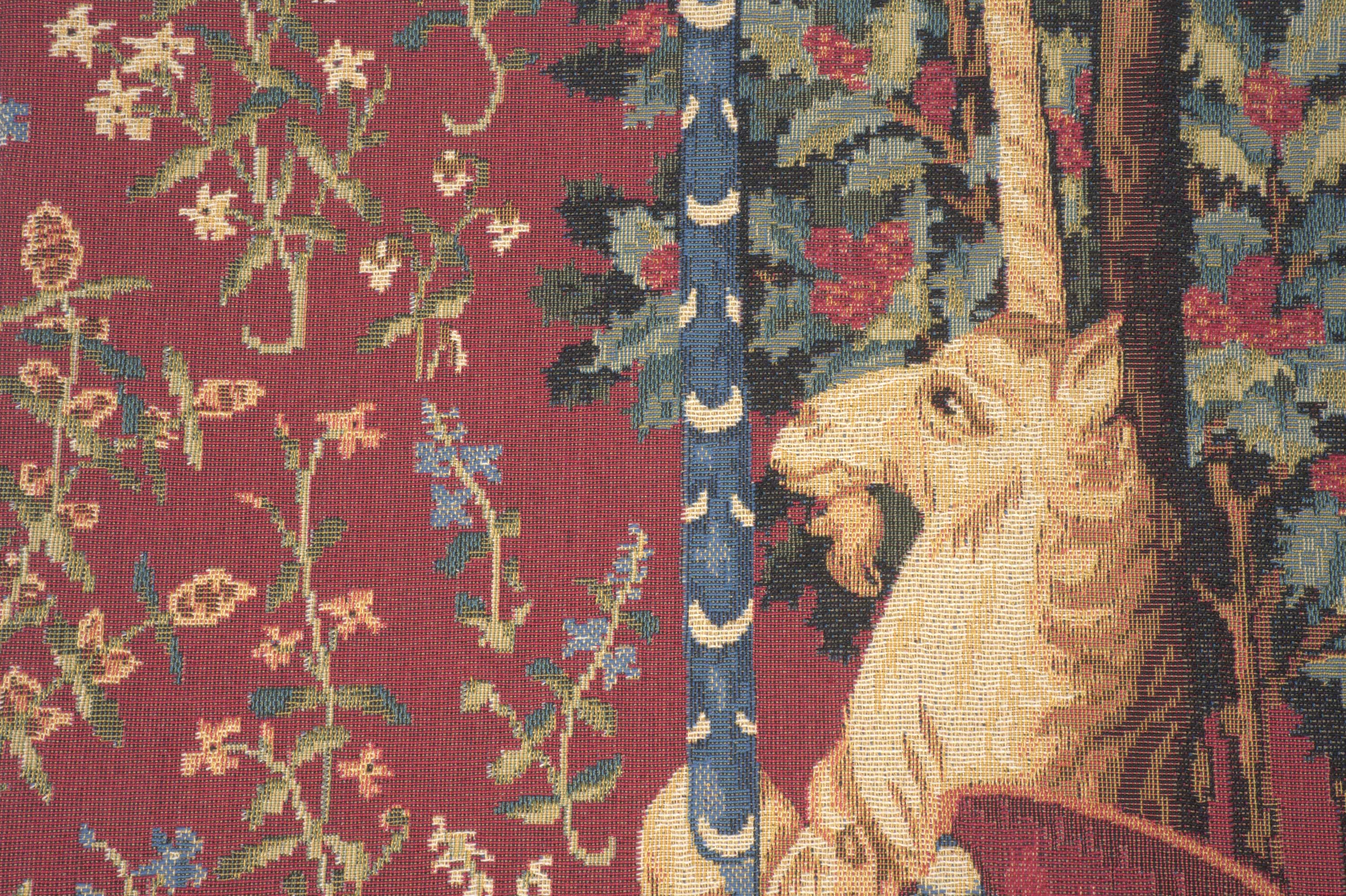 Medieval Unicorn Sitting Vintage Tapestry Pillow Cover 18x18 Inch Cotton Jacquard Woven Cushion Cover