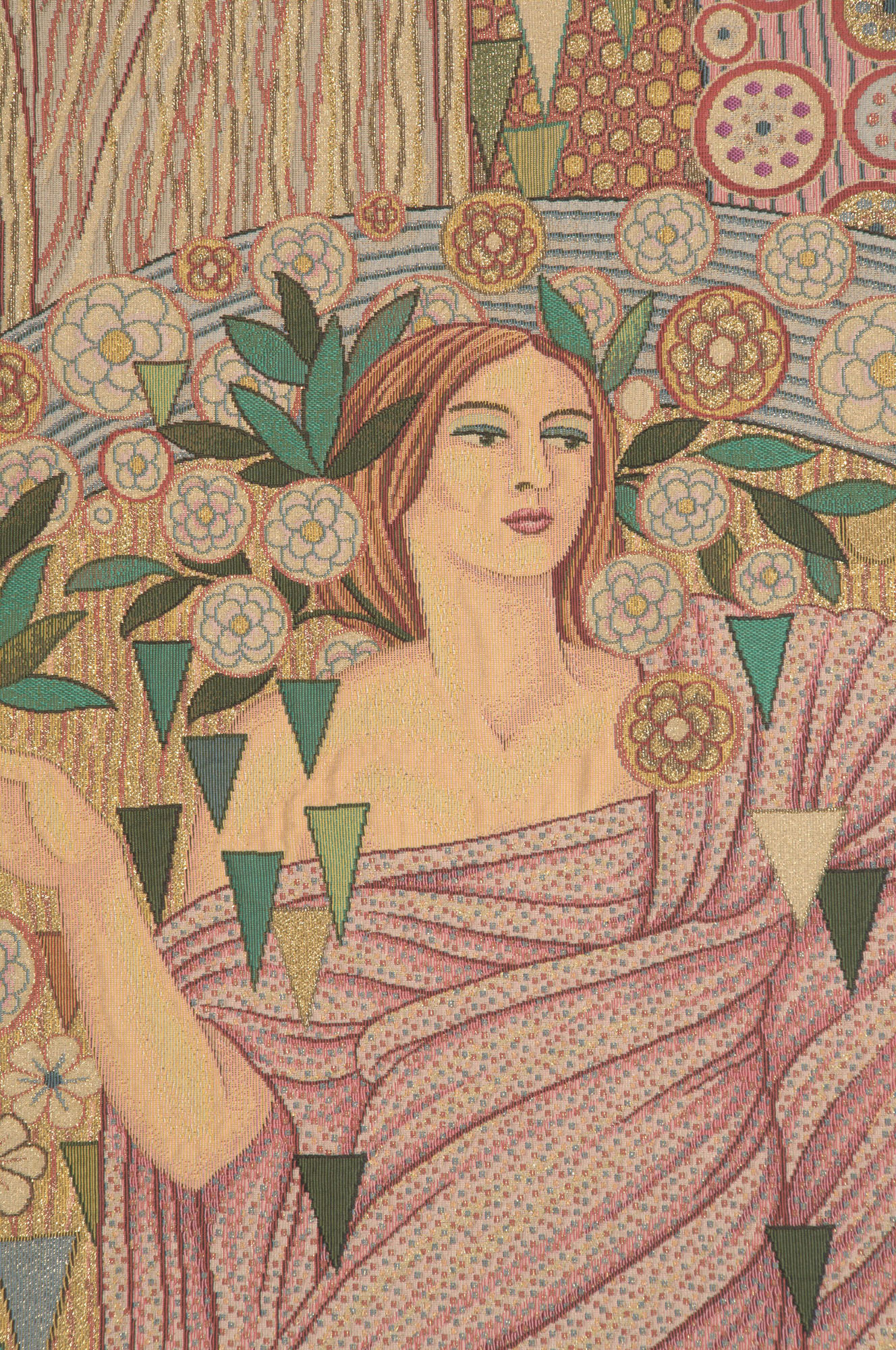 Galileo Chini Primavera Decorative Tapestry Wall Hanging 70 x 50 in Art Nouveau Floral Jacquard Woven European Decor