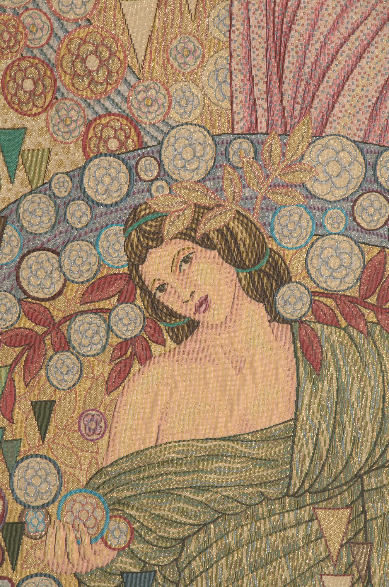 Galileo Chini Primavera Decorative Tapestry Wall Hanging 70 x 50 in Art Nouveau Floral Jacquard Woven European Decor