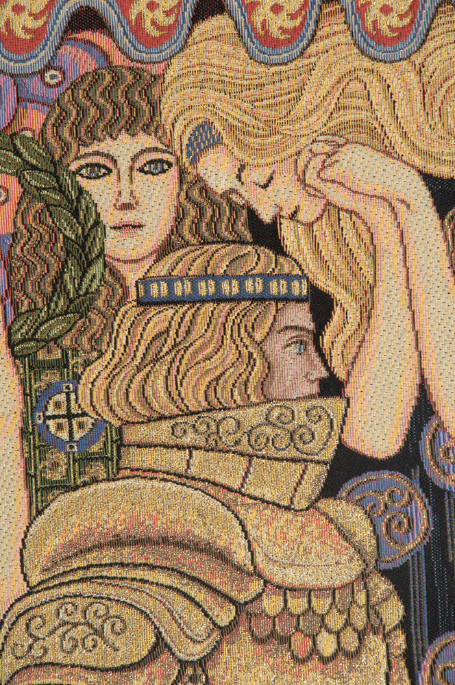 Gustav Klimt Armored Knight Vintage Tapestry Wall Hanging 38 x 26 in Art Nouveau Jacquard Woven Wall Decor
