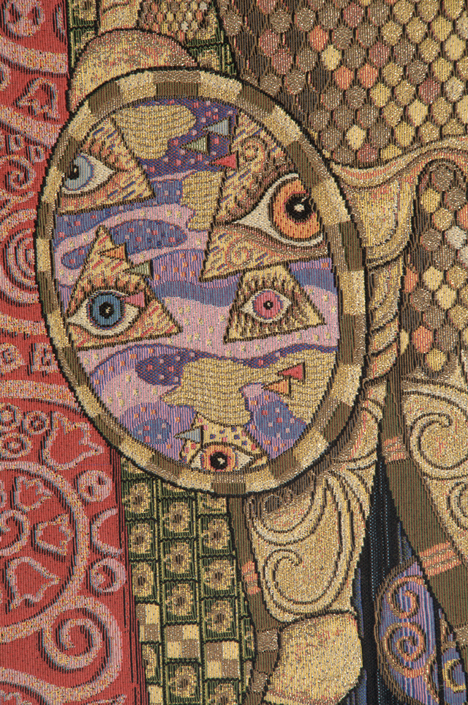 Gustav Klimt Armored Knight Vintage Tapestry Wall Hanging 38 x 26 in Art Nouveau Jacquard Woven Wall Decor