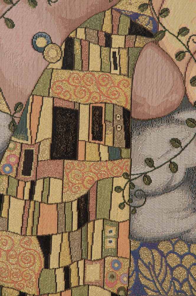 Gustav Klimt The First Kiss Vintage Tapestry Wall Hanging 36 x 24 in Art Nouveau Jacquard Woven Decor