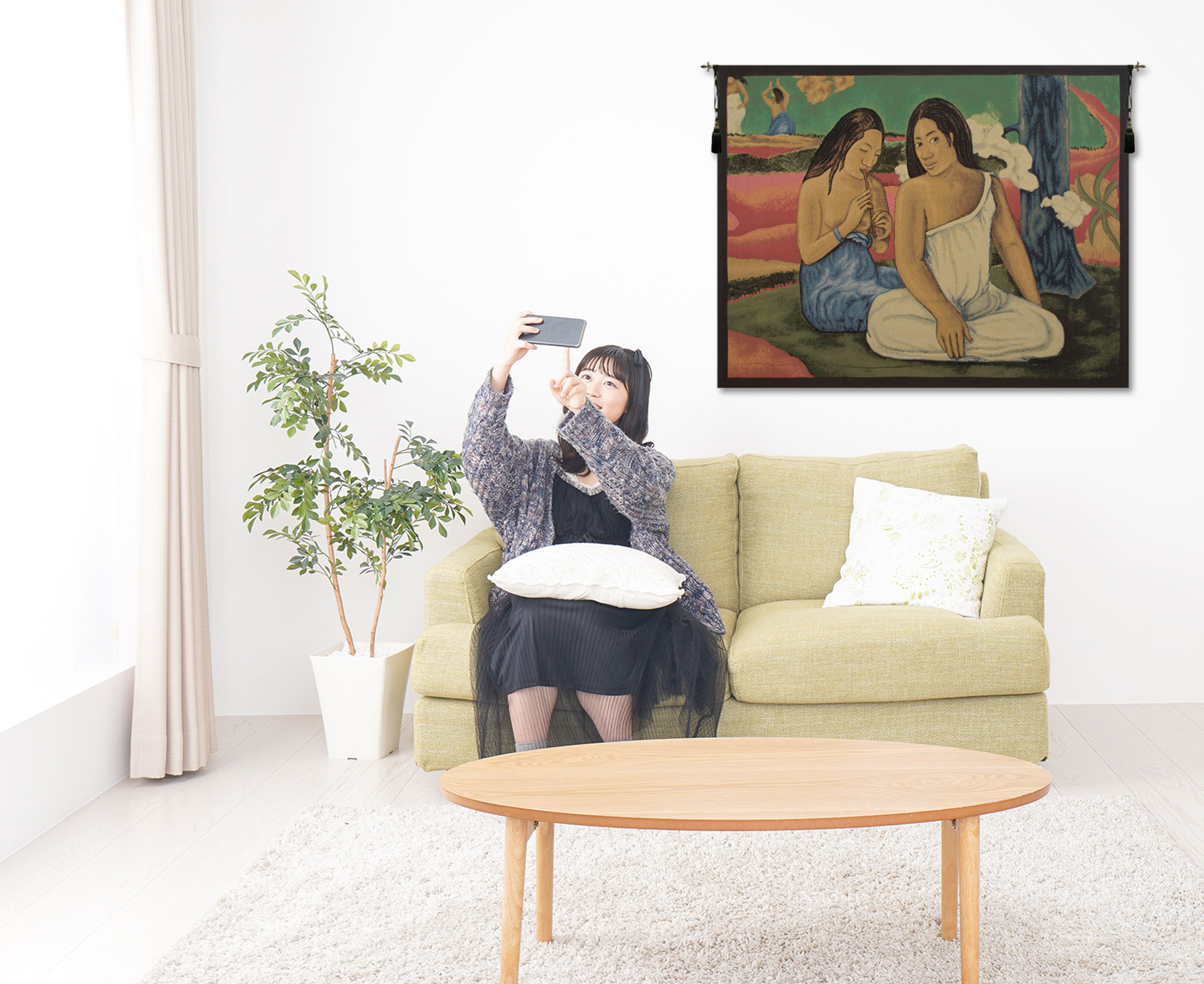 Paul Gauguin Joy Decorative Tapestry Wall Hanging 18 x 25 in Post Impressionist Fine Art Jacquard Woven Decor