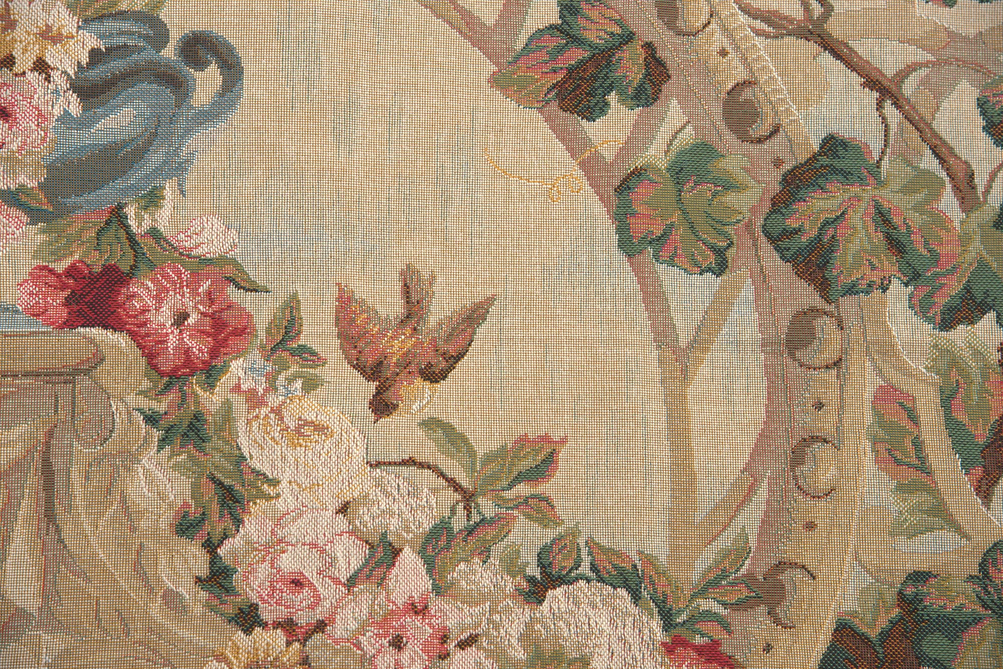 Beauvais Green Leaves Floral Tapestry Wall Hanging 33 x 54 in Jacquard Woven Botanical Wall Art