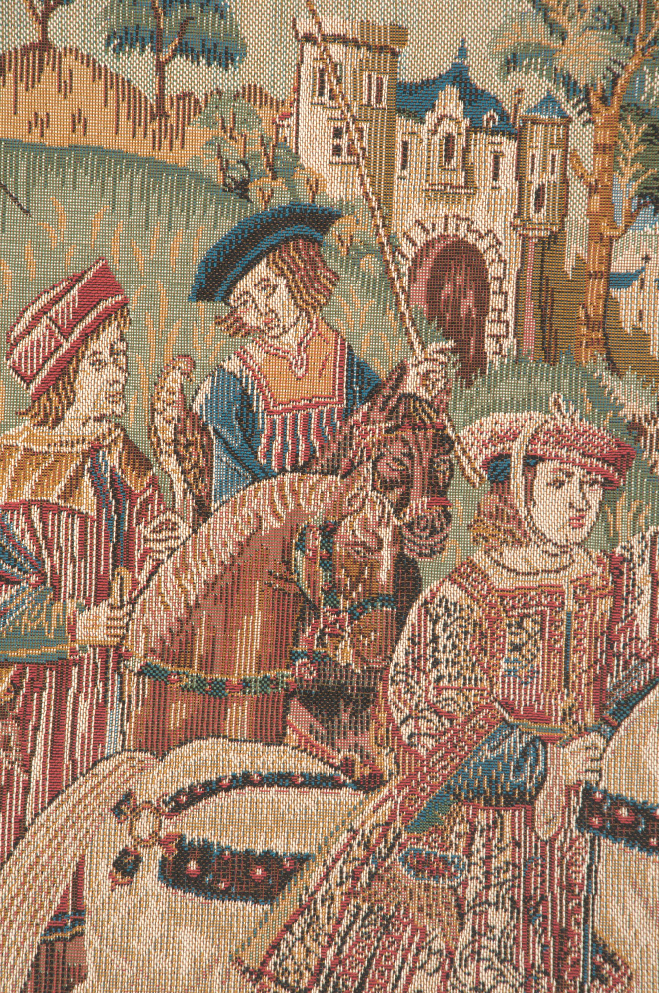The Hunt European Tapestry Wall Hanging 25 x 32 in Jacquard Woven Medieval Hunting Wall Art