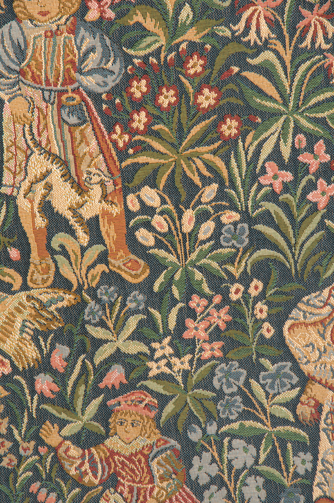 Medieval Dame A Lorgue Vintage Tapestry Wall Hanging 25 x 32 in Jacquard Woven Lady and Unicorn Wall Art