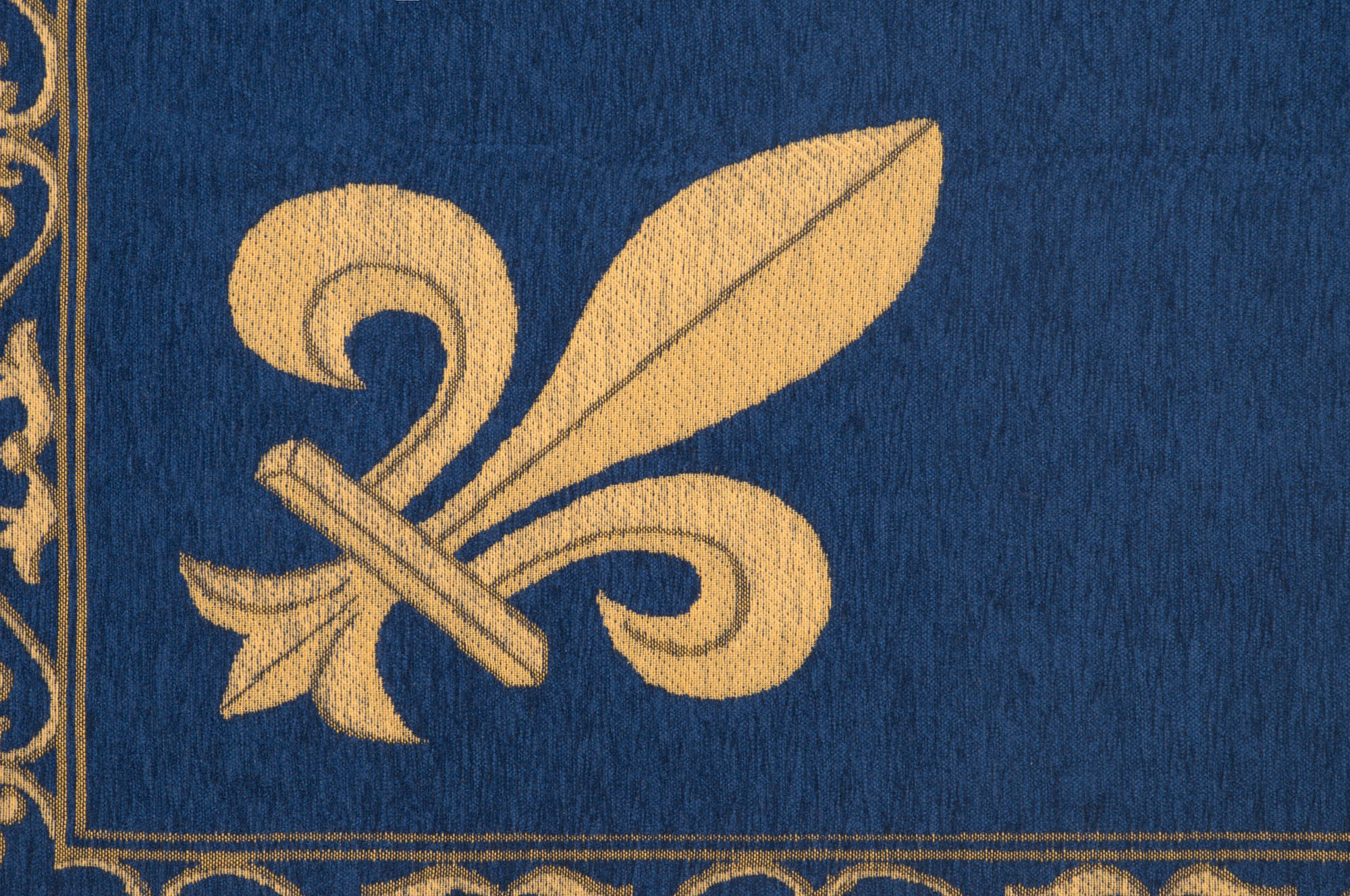 Fleur de Lys Blue European Throw | Close Up 2