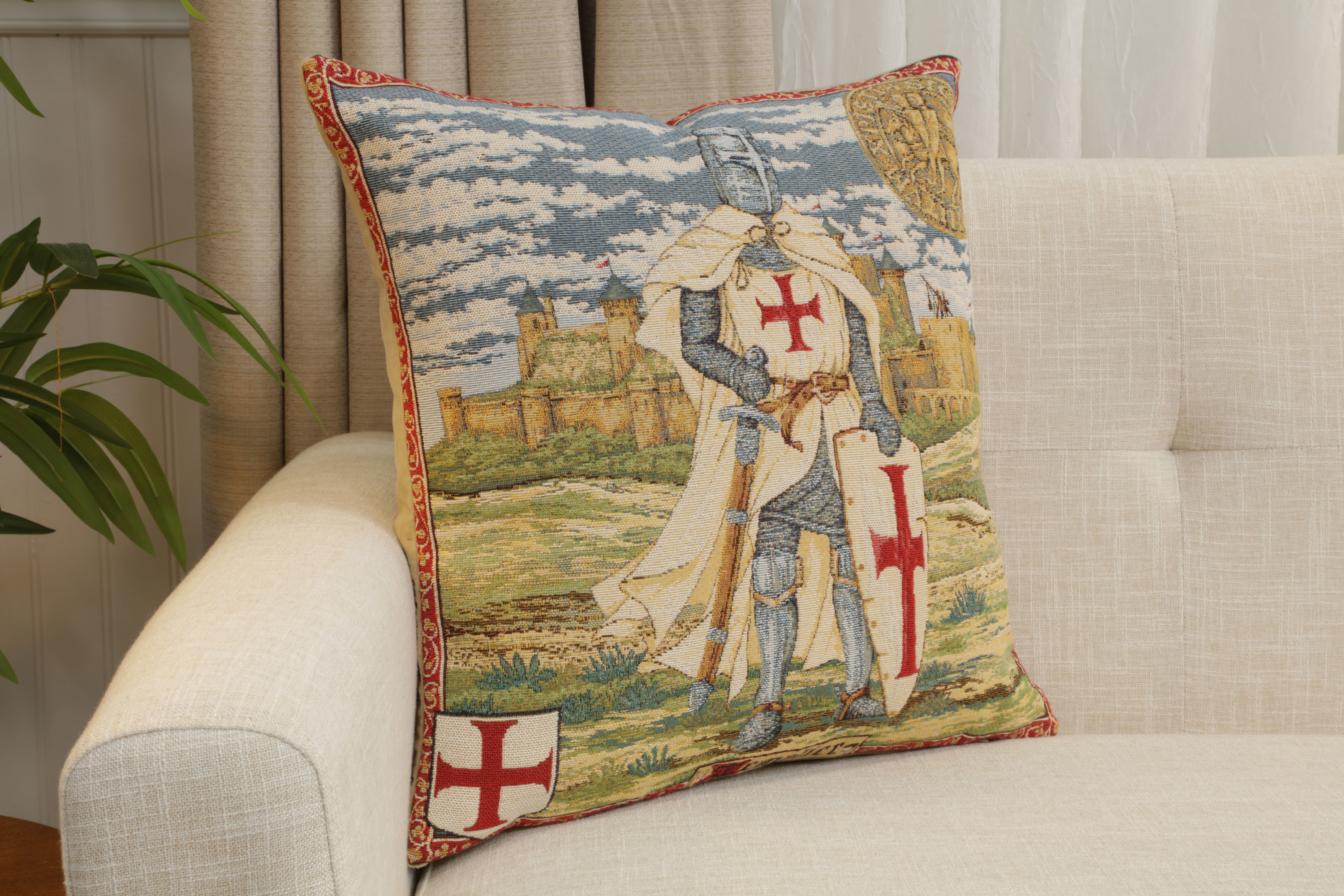 Templier European Tapestry Pillow Cover 18x18 Inch Cotton Jacquard Woven Cushion Cover