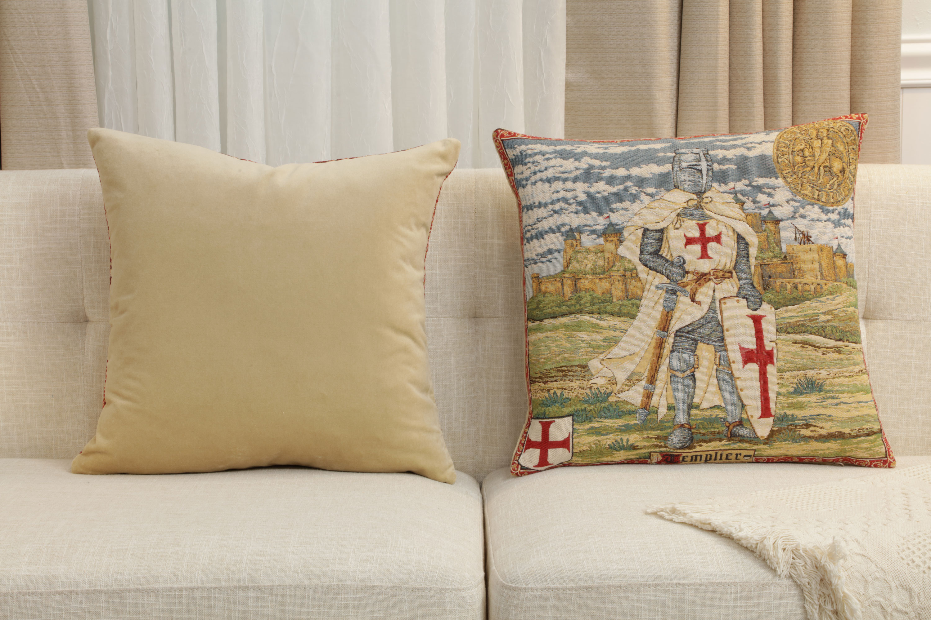 Templier European Tapestry Pillow Cover 18x18 Inch Cotton Jacquard Woven Cushion Cover