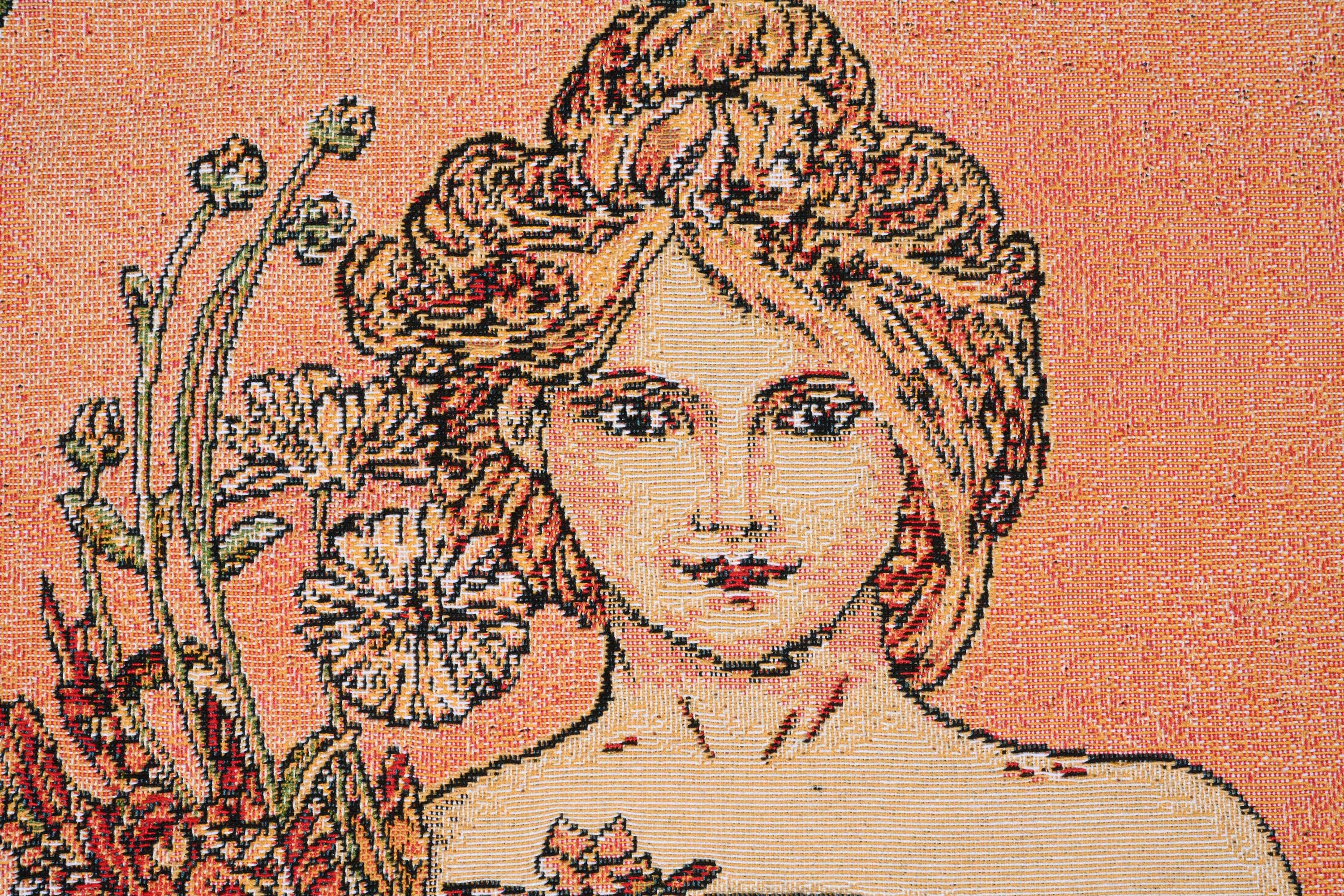 Alphonse Mucha Spring I Tapestry Pillow Cover 18x18 Inch Cotton Jacquard Woven Cushion Cover