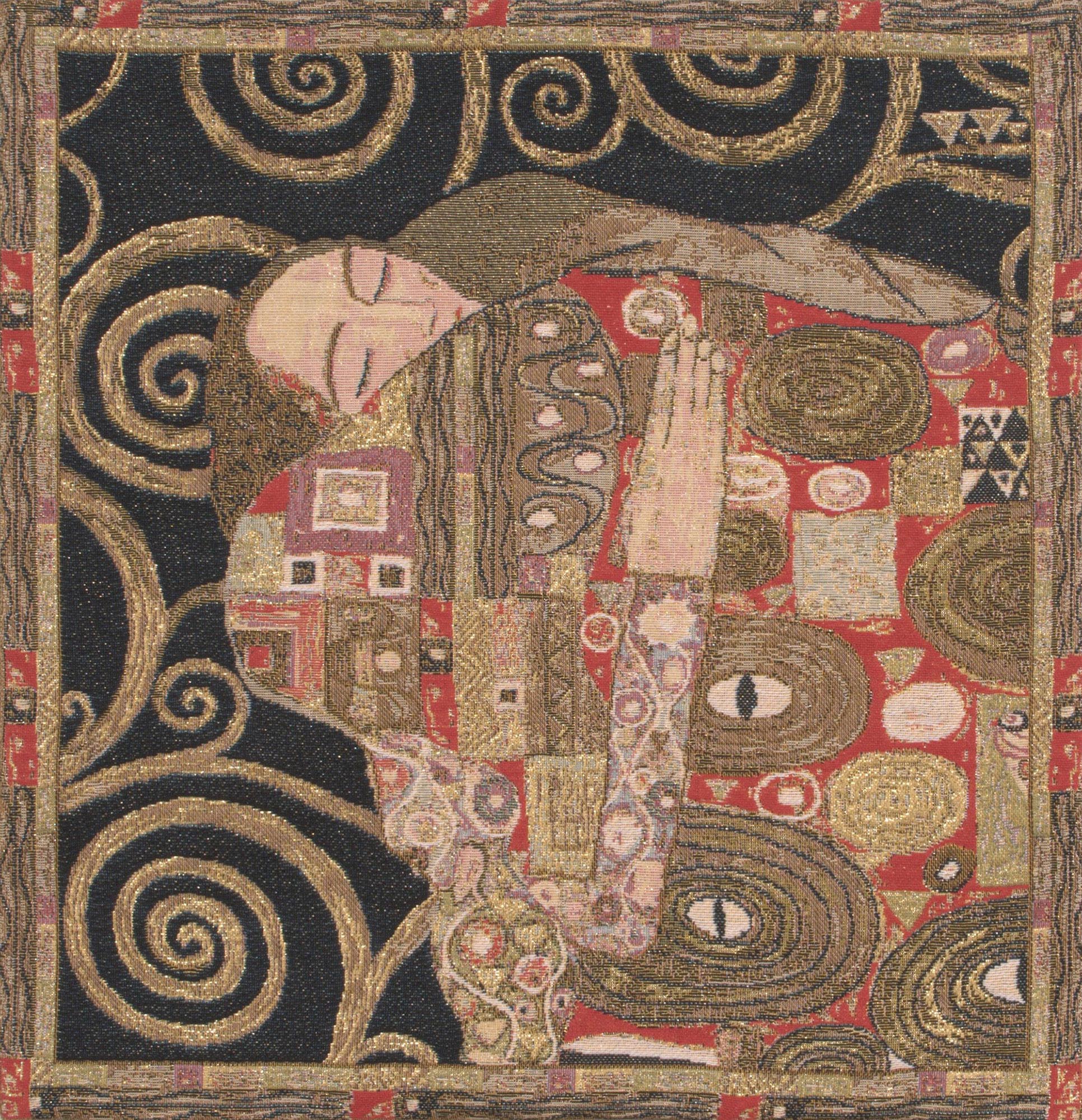 Gustav Klimt The Accomplissement Black European Tapestry Pillow Cover 18x18 Inch Pure Cotton Cushion Cover