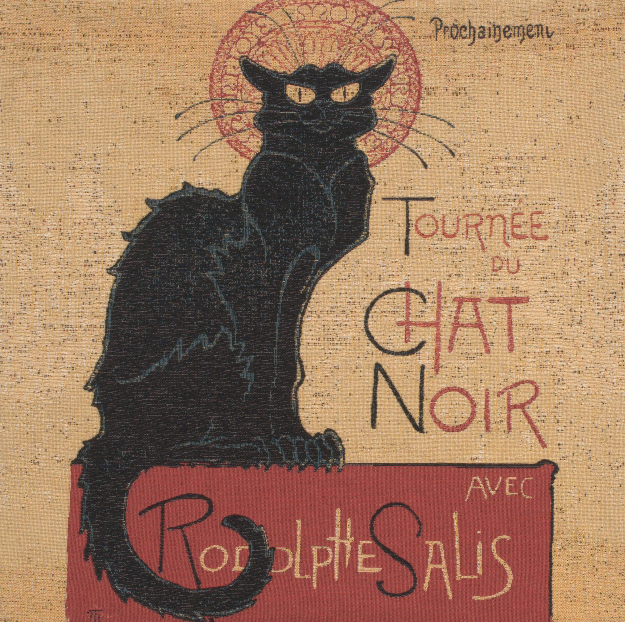 Tournee du Chat Noir Belgian Tapestry Pillow Cover 18x18 Inch Cotton Jacquard Woven Cushion Cover