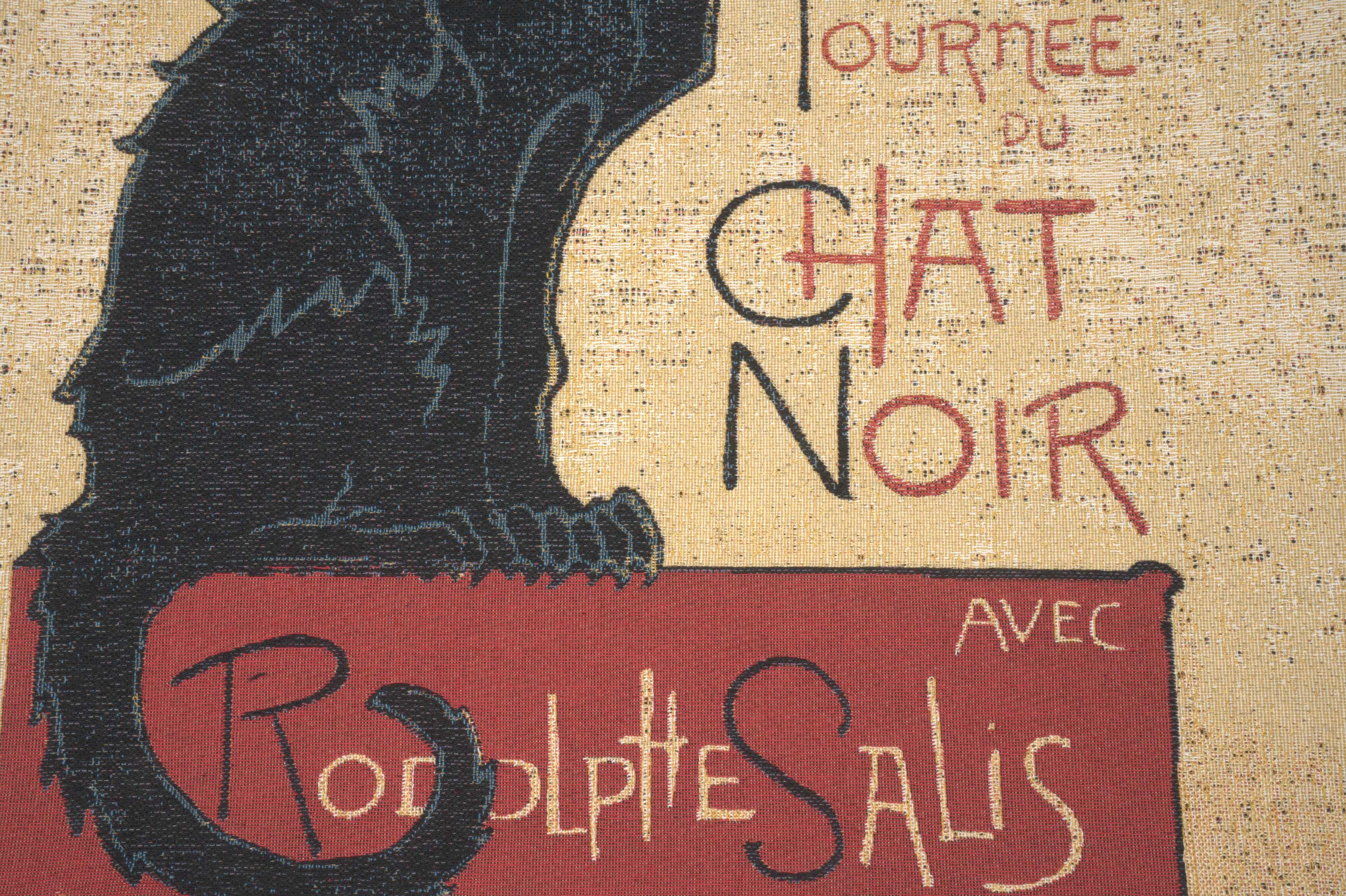 Tournee du Chat Noir Belgian Tapestry Pillow Cover 18x18 Inch Cotton Jacquard Woven Cushion Cover