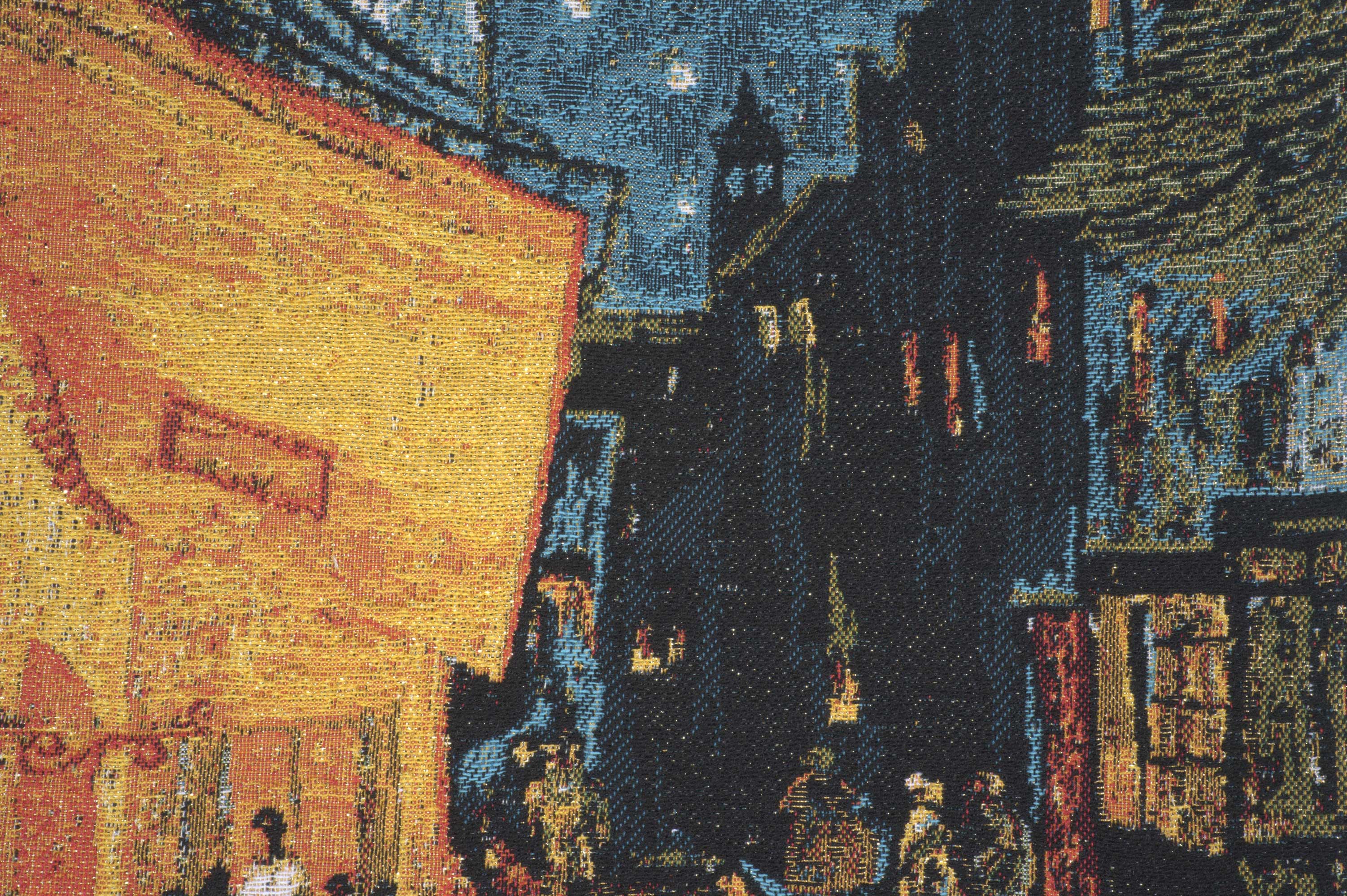 Vincent van Gogh Cafe Terrace at Night Tapestry Pillow Cover 18x18 Inch Cotton Jacquard Woven Cushion Cover