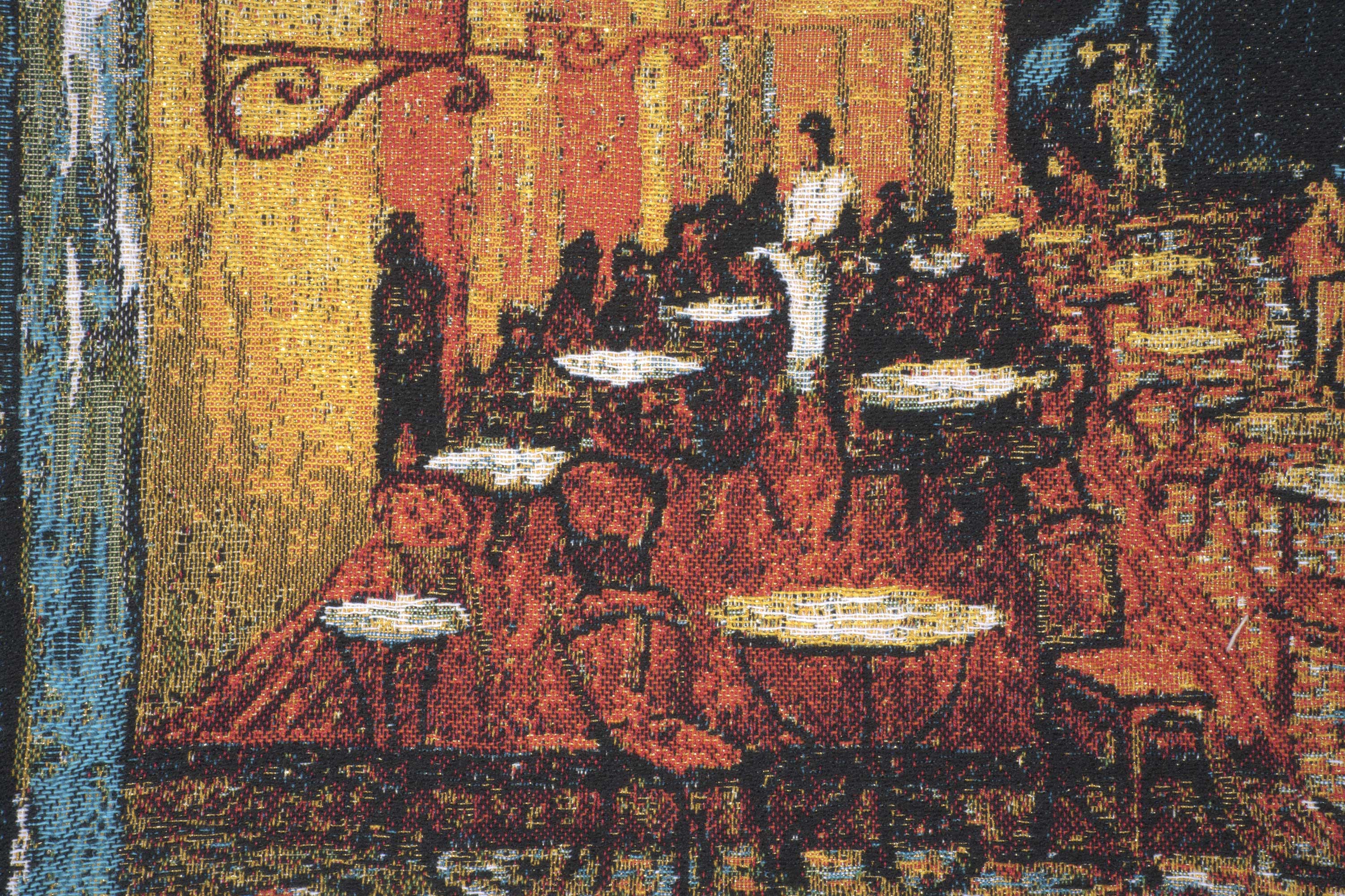 Vincent van Gogh Cafe Terrace at Night Tapestry Pillow Cover 18x18 Inch Cotton Jacquard Woven Cushion Cover
