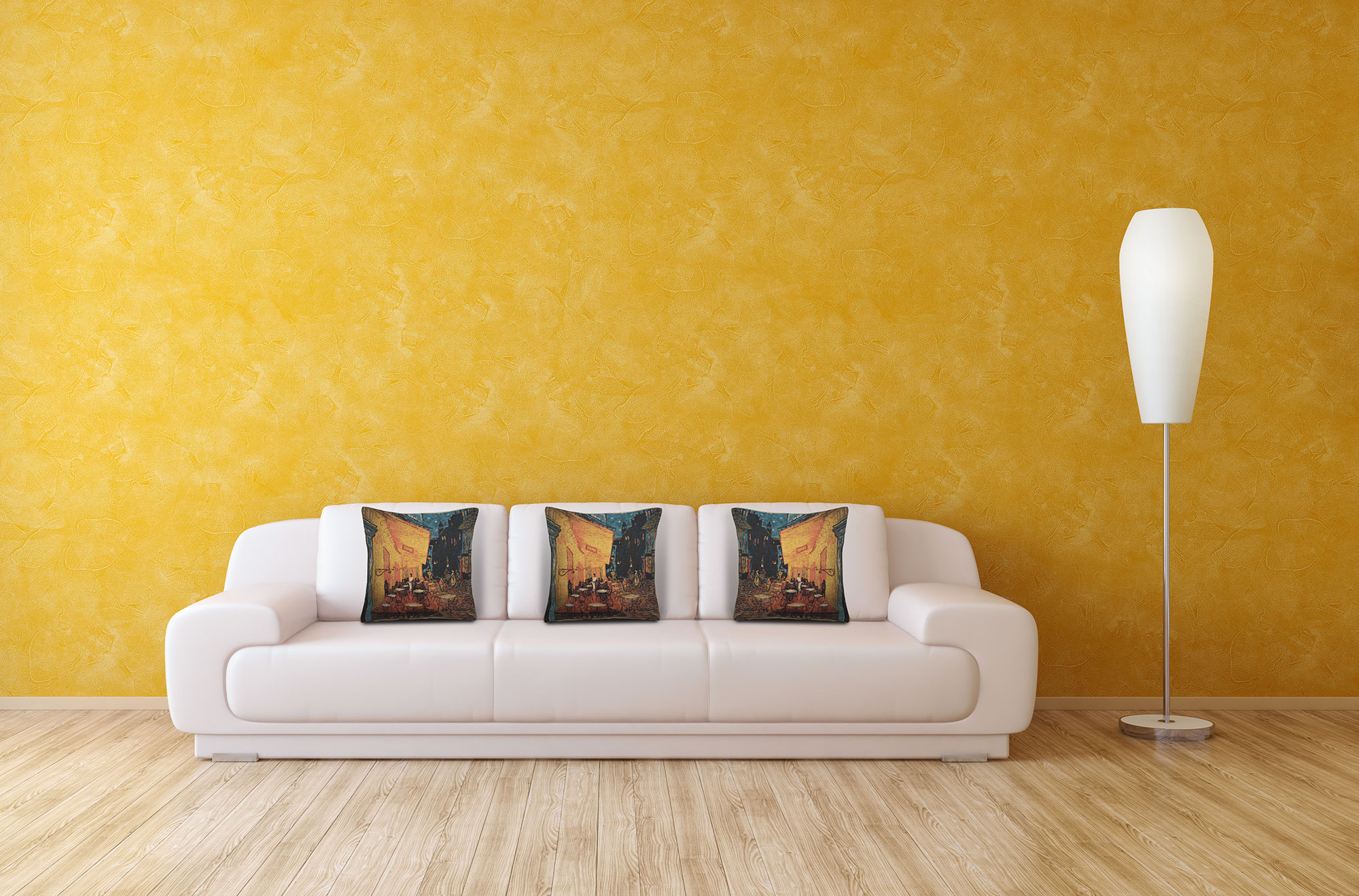 Vincent van Gogh Cafe Terrace at Night Tapestry Pillow Cover 18x18 Inch Cotton Jacquard Woven Cushion Cover