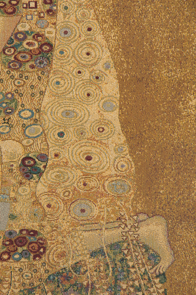 The Kiss by Klimt Italian Tapestry Wall Hanging 25x25 Inch Cotton Jacquard Woven Wall Tapestry