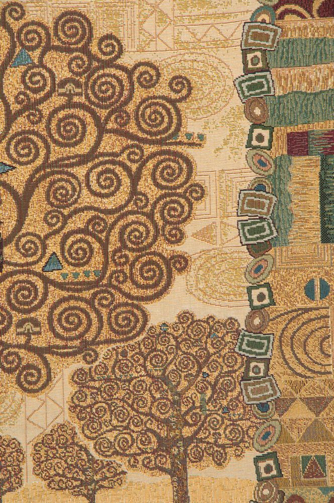 Klimts Tree of Life Italian Tapestry Wall Hanging 25x25 Inch Cotton Jacquard Woven Wall Tapestry
