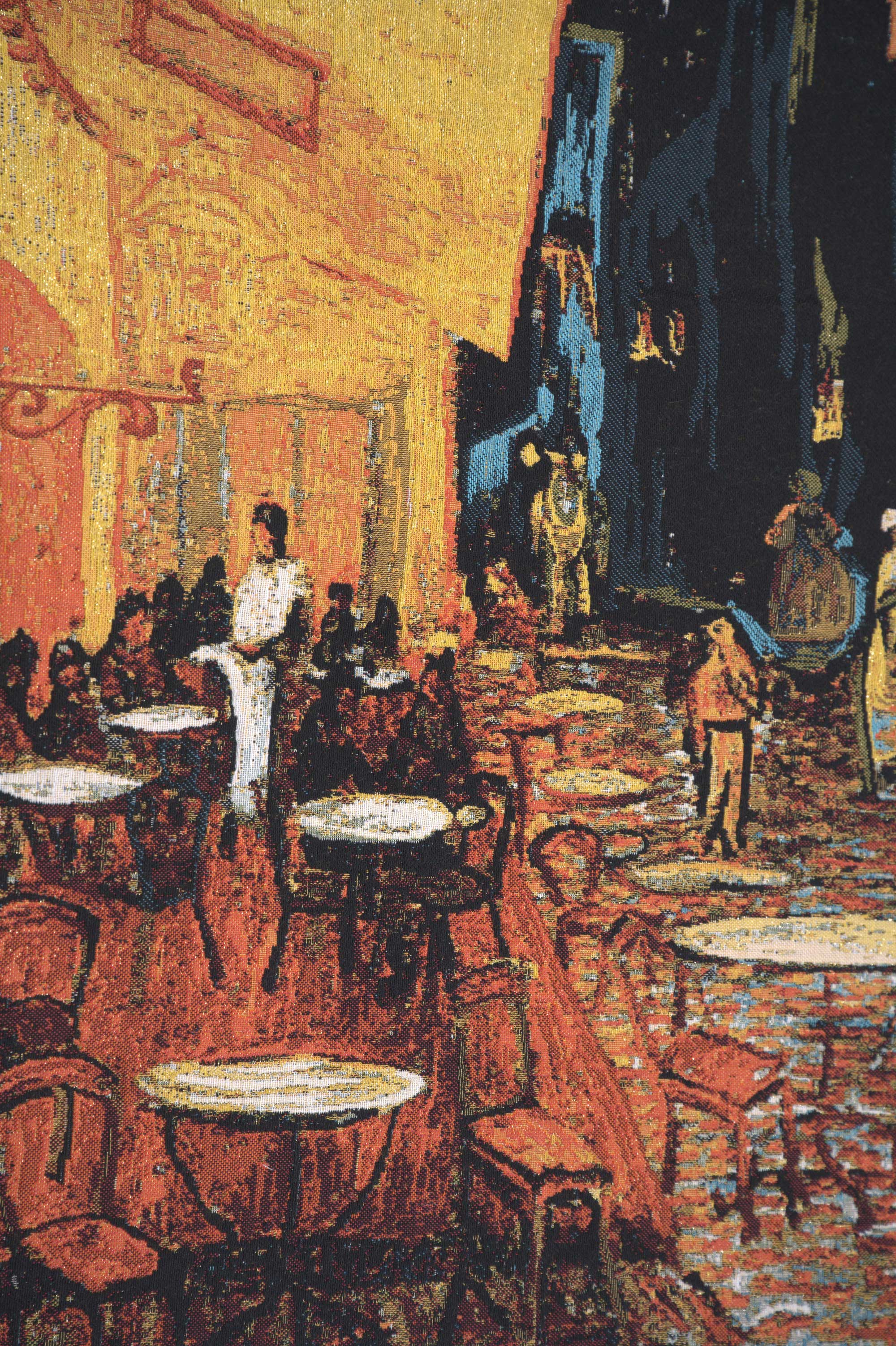 Cafe Terrace at Night by Van Gogh Belgian Tapestry Wall Hanging 28x20 Inch Cotton Jacquard Woven Wall Tapestry