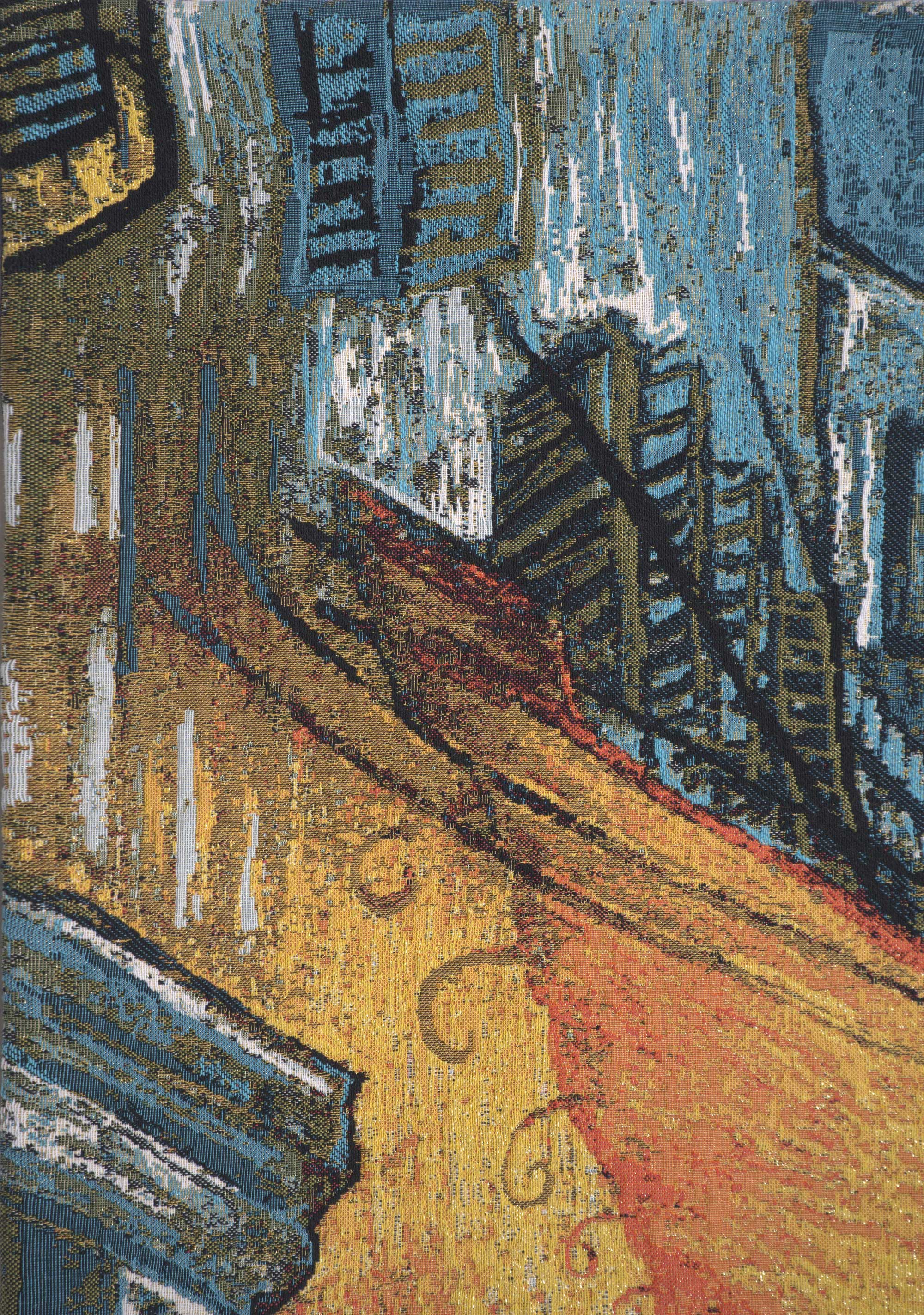 Cafe Terrace at Night by Van Gogh Belgian Tapestry Wall Hanging 28x20 Inch Cotton Jacquard Woven Wall Tapestry