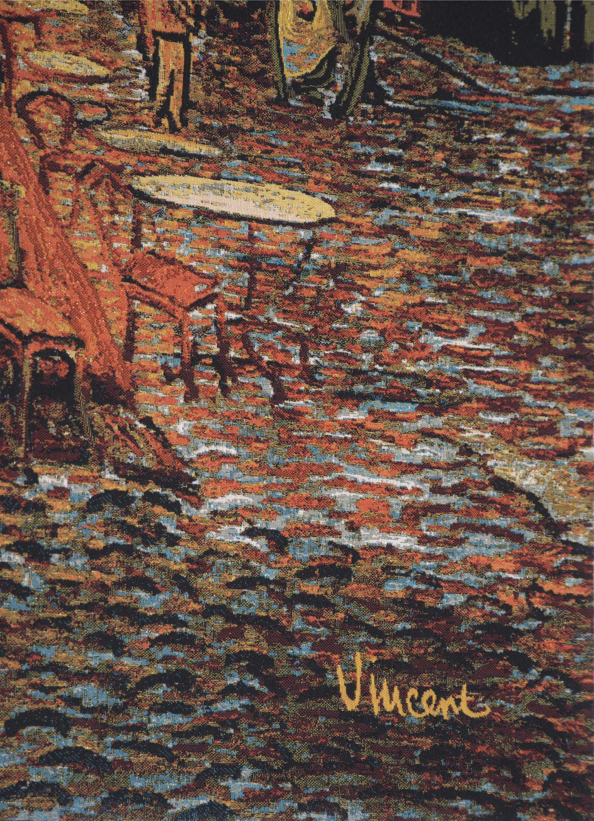 Cafe Terrace at Night by Van Gogh Belgian Tapestry Wall Hanging 28x20 Inch Cotton Jacquard Woven Wall Tapestry