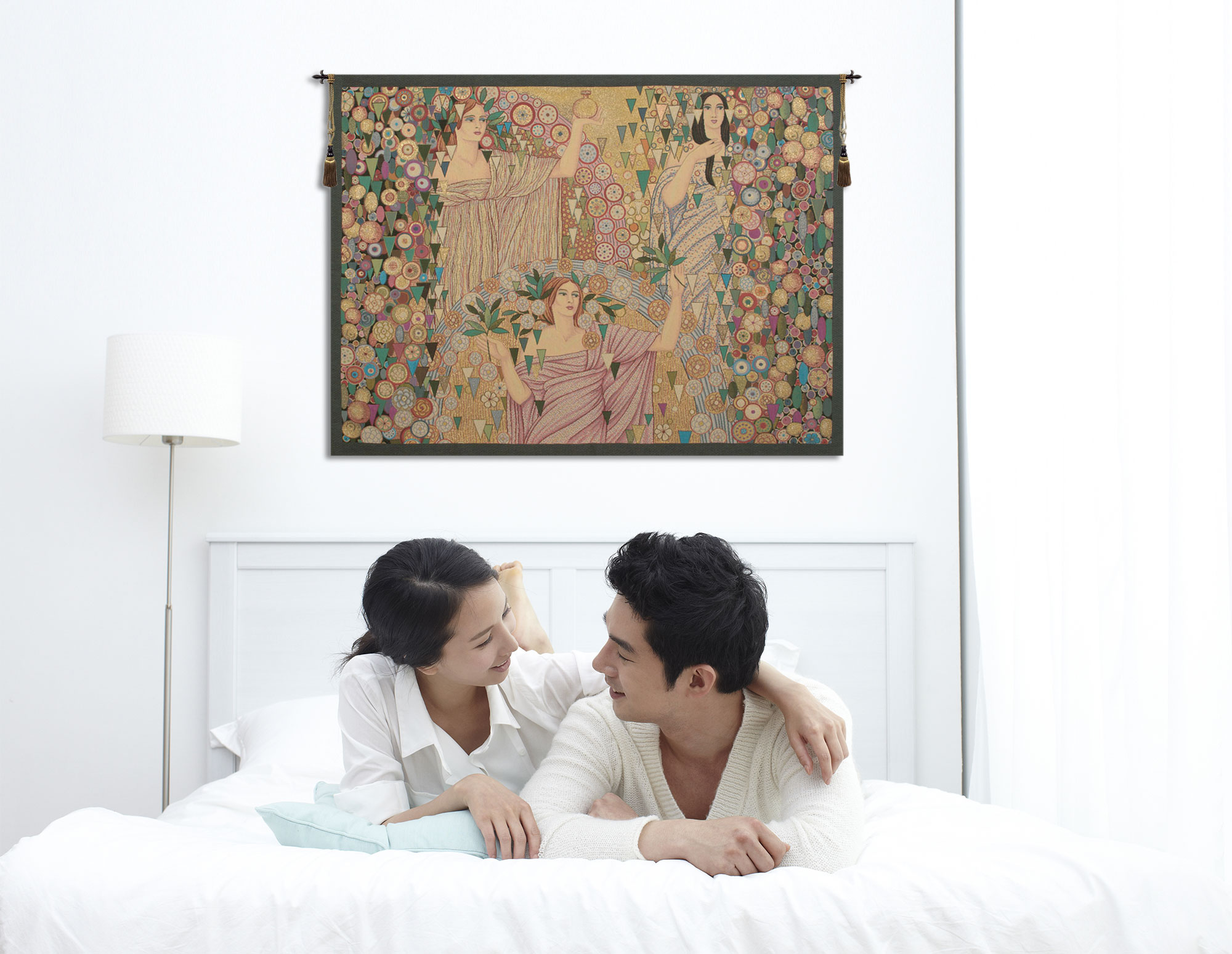 Galileo Chini Primavera Decorative Tapestry Wall Hanging 39 x 53 Art Nouveau Floral Jacquard Woven Wall Decor