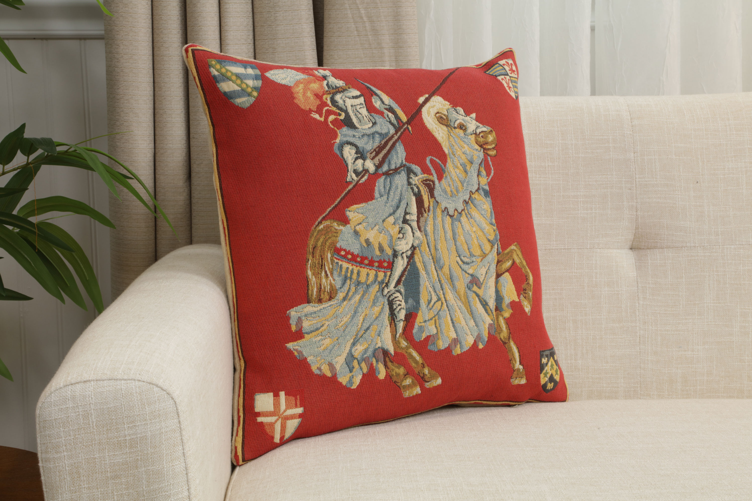 Blue Knight European Tapestry Pillow Cover 18x18 Inch Cotton Jacquard Woven Cushion Cover