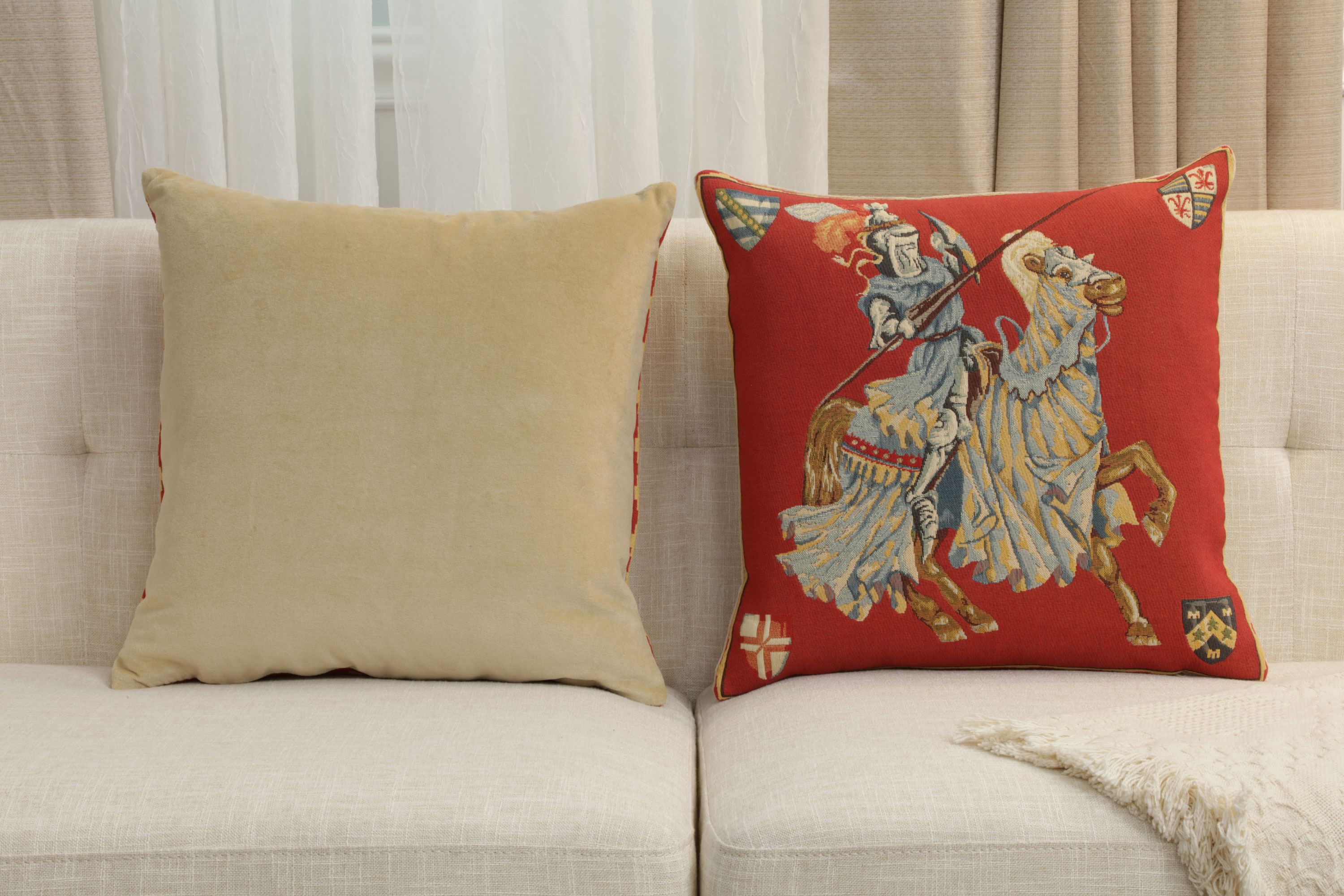 Blue Knight European Tapestry Pillow Cover 18x18 Inch Cotton Jacquard Woven Cushion Cover
