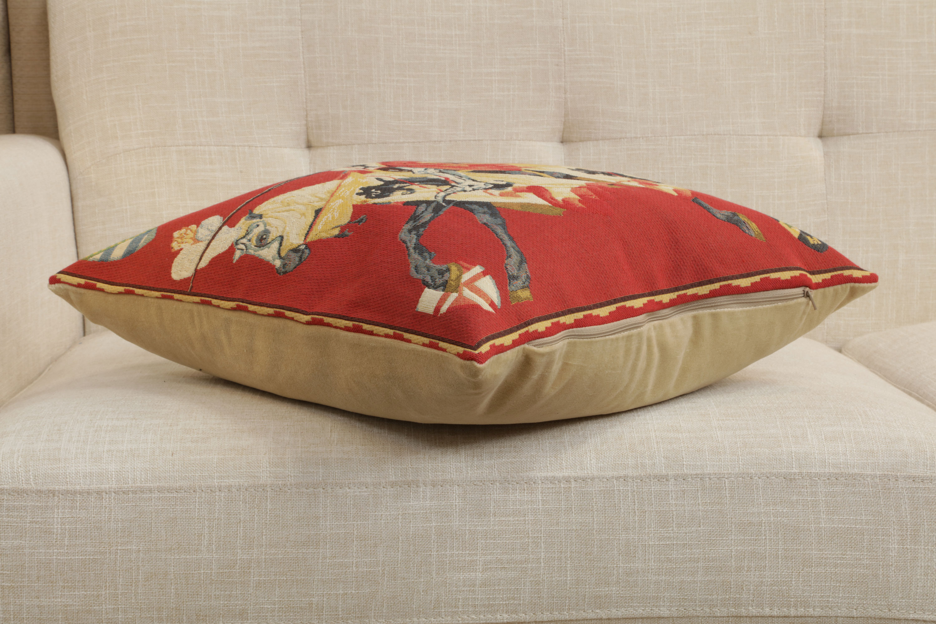 Red Knight European Tapestry Pillow Cover 18x18 Inch Cotton Jacquard Woven Cushion Cover