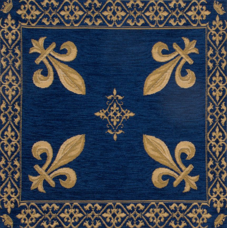 Napoleon Fleur de Lys Blue III Tapestry Pillow Cover 18x18 Inch Cotton Jacquard Woven Cushion Cover